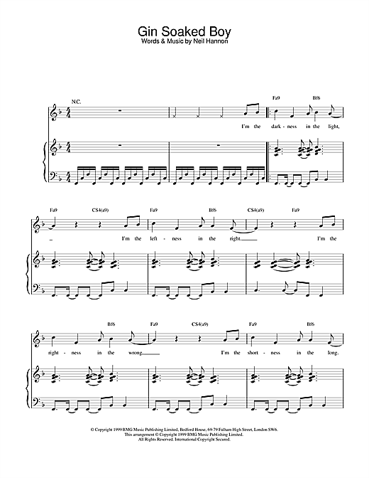 Preview The Divine Comedy Gin Soaked Boy Pop sheet music, notes and chords for Piano, Vocal & Guitar, SKU: 13657 sheet music, piano notes, chords, guitar tabs, score, transpose, transcribe, how to play, guide, download, learn, tutorial, progression, song, artist, awards, billboard, mtv, vh1, tour, single, album, release