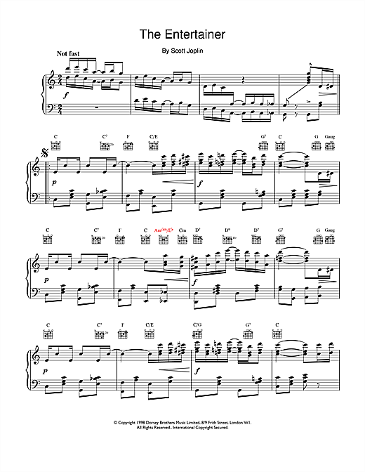 Preview Scott Joplin The Entertainer Jazz sheet music, notes and chords for Piano, SKU: 13733 sheet music, piano notes, chords, guitar tabs, score, transpose, transcribe, how to play, guide, download, learn, tutorial, progression, song, artist, awards, billboard, mtv, vh1, tour, single, album, release