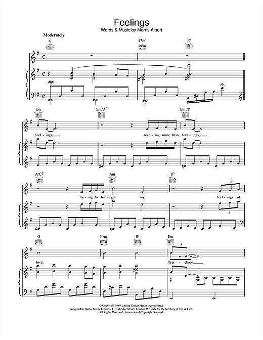Preview Morris Albert Feelings (Dime) Pop sheet music, notes and chords for Piano, Vocal & Guitar (Right-Hand Melody), SKU: 13770 sheet music, piano notes, chords, guitar tabs, score, transpose, transcribe, how to play, guide, download, learn, tutorial, progression, song, artist, awards, billboard, mtv, vh1, tour, single, album, release