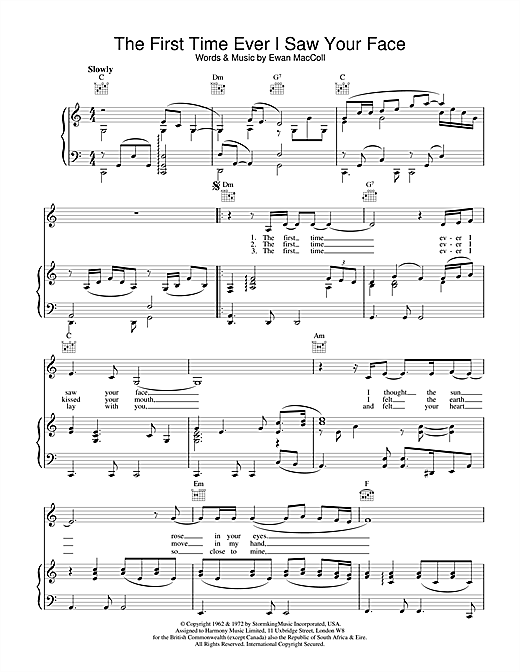 Preview Johnny Mathis The First Time Ever I Saw Your Face Easy Listening sheet music, notes and chords for Piano, Vocal & Guitar, SKU: 13773 sheet music, piano notes, chords, guitar tabs, score, transpose, transcribe, how to play, guide, download, learn, tutorial, progression, song, artist, awards, billboard, mtv, vh1, tour, single, album, release