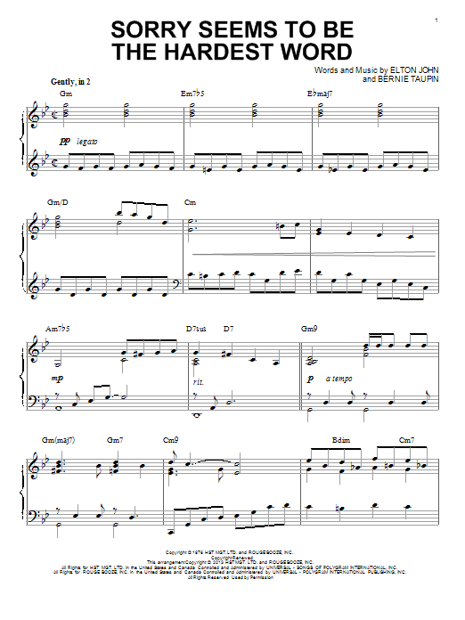 Preview Elton John Sorry Seems To Be The Hardest Word Rock sheet music, notes and chords for Piano, SKU: 151631 sheet music, piano notes, chords, guitar tabs, score, transpose, transcribe, how to play, guide, download, learn, tutorial, progression, song, artist, awards, billboard, mtv, vh1, tour, single, album, release