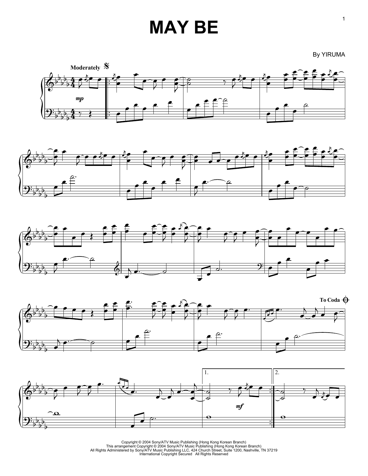 Preview Yiruma May Be Classical sheet music, notes and chords for Piano, SKU: 152395 sheet music, piano notes, chords, guitar tabs, score, transpose, transcribe, how to play, guide, download, learn, tutorial, progression, song, artist, awards, billboard, mtv, vh1, tour, single, album, release