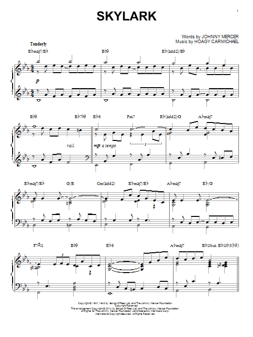 Preview Johnny Mercer Skylark Jazz sheet music, notes and chords for Piano, SKU: 154846 sheet music, piano notes, chords, guitar tabs, score, transpose, transcribe, how to play, guide, download, learn, tutorial, progression, song, artist, awards, billboard, mtv, vh1, tour, single, album, release