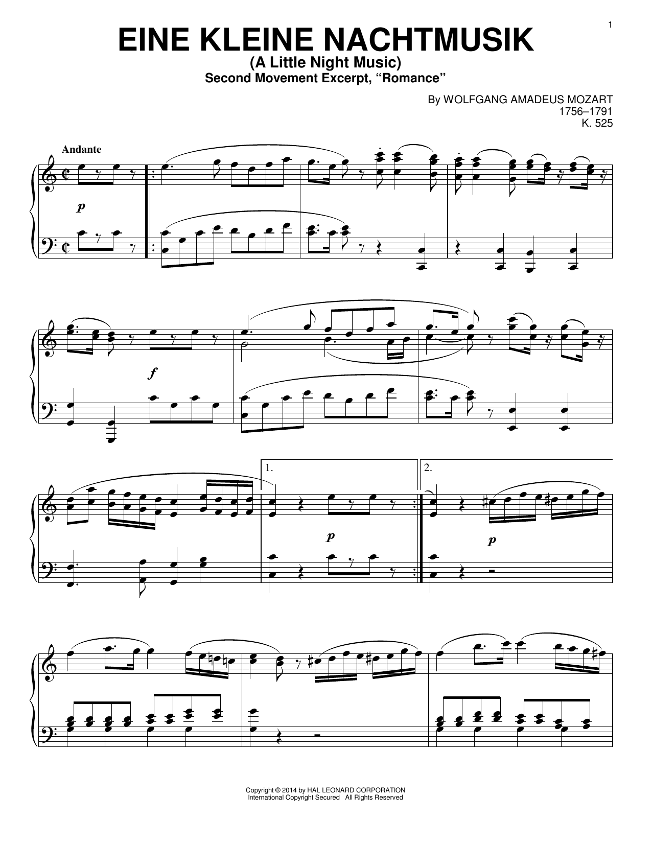Preview Wolfgang Amadeus Mozart Eine Kleine Nachtmusik ( sheet music, piano notes, chords, guitar tabs, score, transpose, transcribe, how to play, guide, download, learn, tutorial, progression, song, artist, awards, billboard, mtv, vh1, tour, single, album, release