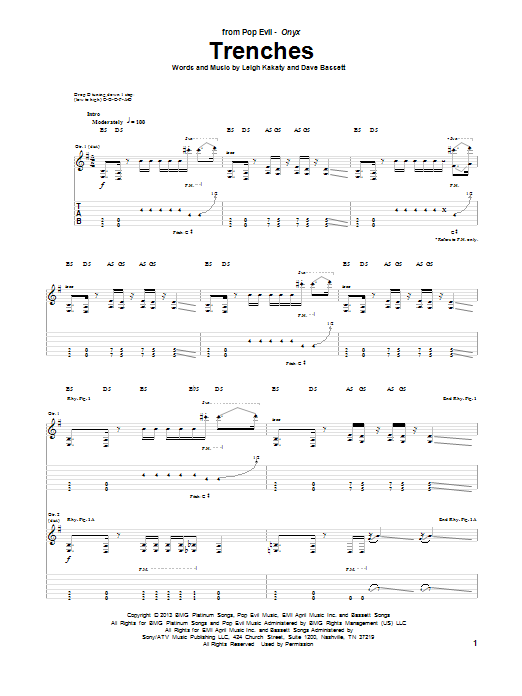 Preview Pop Evil Trenches Pop sheet music, notes and chords for Guitar Tab, SKU: 155458 sheet music, piano notes, chords, guitar tabs, score, transpose, transcribe, how to play, guide, download, learn, tutorial, progression, song, artist, awards, billboard, mtv, vh1, tour, single, album, release
