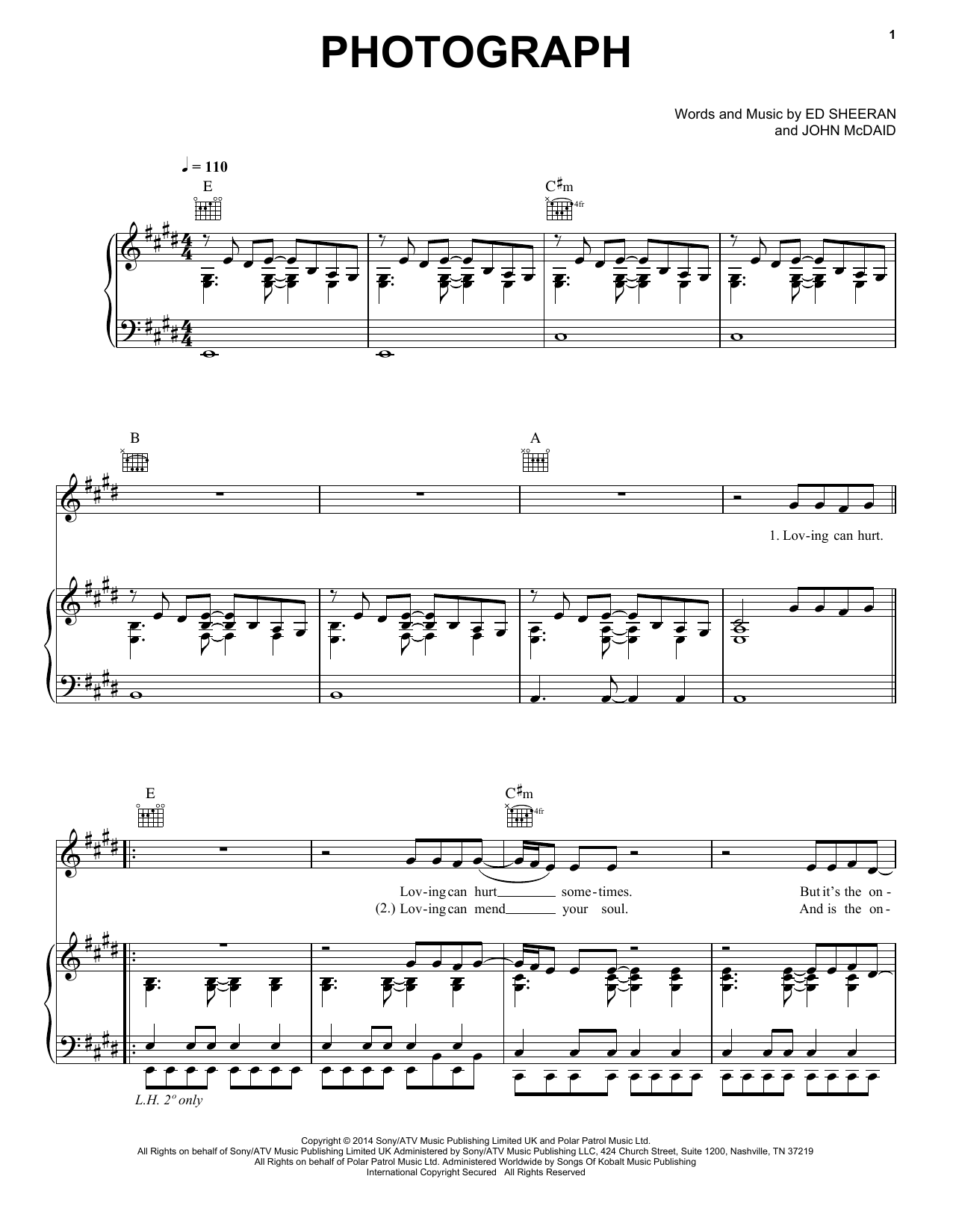 Preview Ed Sheeran Photograph Pop sheet music, notes and chords for Piano, Vocal & Guitar (Right-Hand Melody), SKU: 155838 sheet music, piano notes, chords, guitar tabs, score, transpose, transcribe, how to play, guide, download, learn, tutorial, progression, song, artist, awards, billboard, mtv, vh1, tour, single, album, release