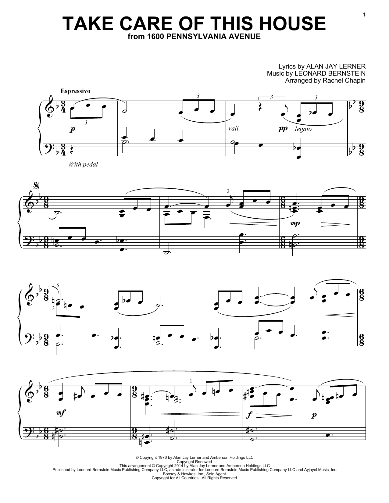 Preview Leonard Bernstein Take Care Of This House Musicals sheet music, notes and chords for Piano, SKU: 156219 sheet music, piano notes, chords, guitar tabs, score, transpose, transcribe, how to play, guide, download, learn, tutorial, progression, song, artist, awards, billboard, mtv, vh1, tour, single, album, release