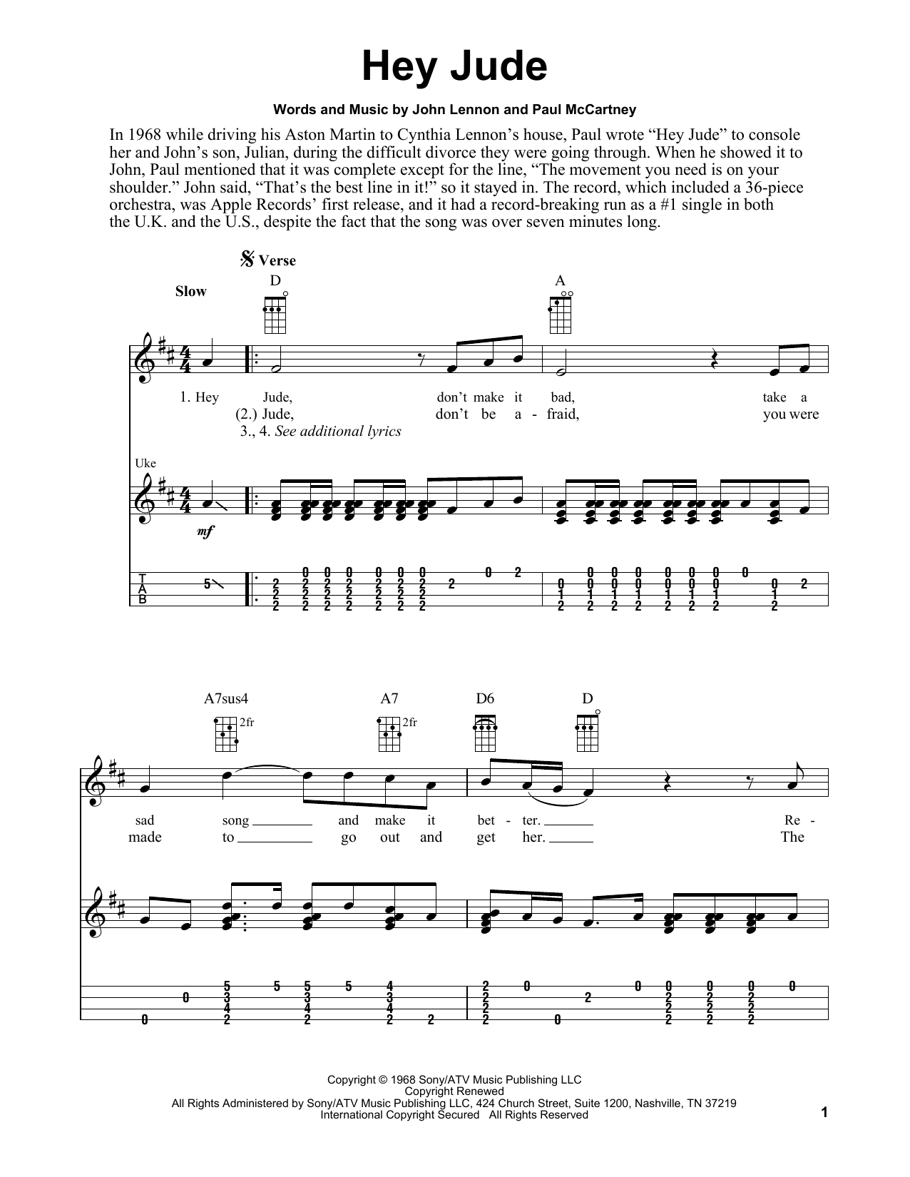 Preview The Beatles Hey Jude Pop sheet music, notes and chords for Ukulele, SKU: 157677 sheet music, piano notes, chords, guitar tabs, score, transpose, transcribe, how to play, guide, download, learn, tutorial, progression, song, artist, awards, billboard, mtv, vh1, tour, single, album, release