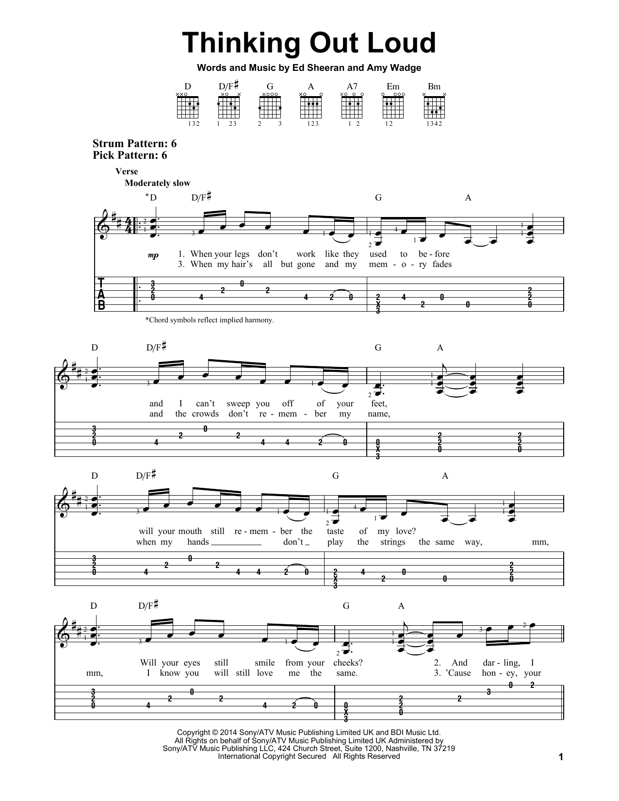 Preview Ed Sheeran Thinking Out Loud Pop sheet music, notes and chords for Easy Guitar Tab, SKU: 157931 sheet music, piano notes, chords, guitar tabs, score, transpose, transcribe, how to play, guide, download, learn, tutorial, progression, song, artist, awards, billboard, mtv, vh1, tour, single, album, release