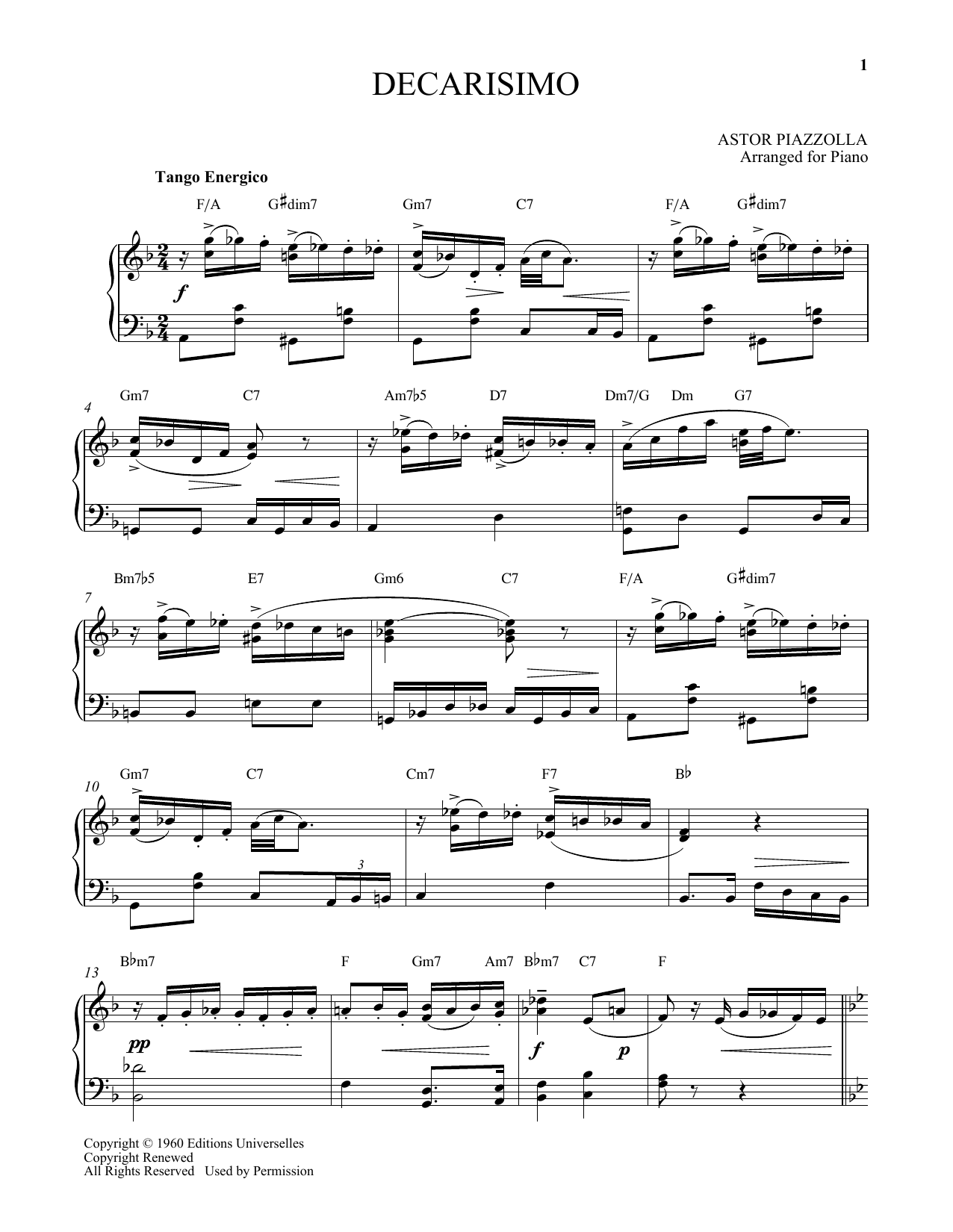Preview Astor Piazzolla Decarisimo Classical sheet music, notes and chords for Piano, SKU: 158724 sheet music, piano notes, chords, guitar tabs, score, transpose, transcribe, how to play, guide, download, learn, tutorial, progression, song, artist, awards, billboard, mtv, vh1, tour, single, album, release