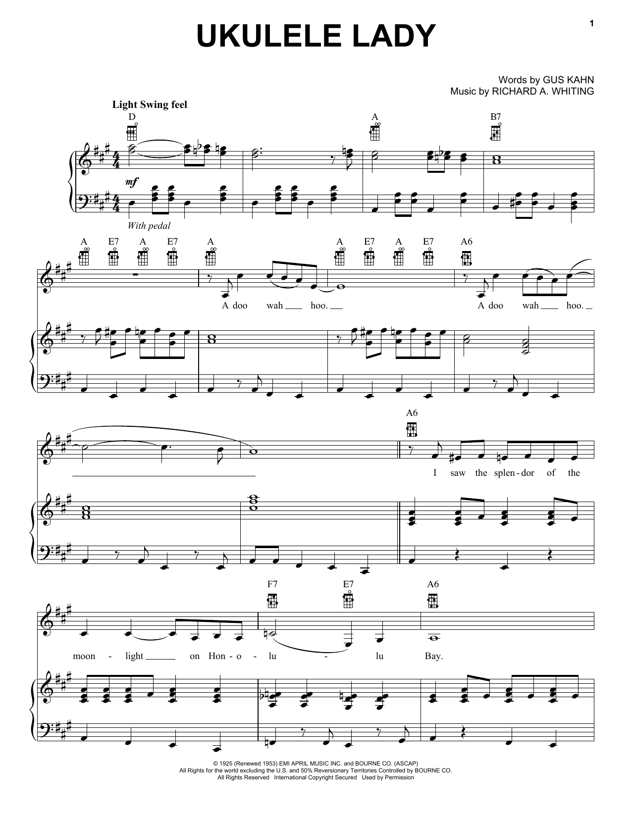 Preview Bette Midler Ukulele Lady Folk sheet music, notes and chords for Piano & Vocal, SKU: 159417 sheet music, piano notes, chords, guitar tabs, score, transpose, transcribe, how to play, guide, download, learn, tutorial, progression, song, artist, awards, billboard, mtv, vh1, tour, single, album, release
