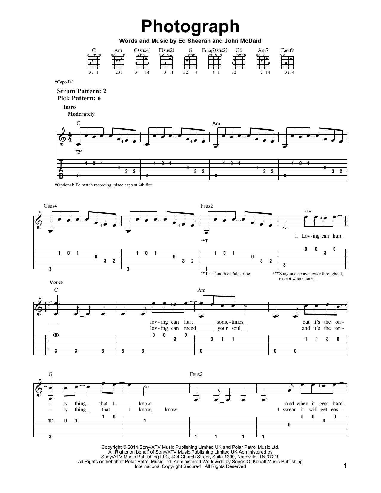 Preview Ed Sheeran Photograph Pop sheet music, notes and chords for Easy Guitar Tab, SKU: 159418 sheet music, piano notes, chords, guitar tabs, score, transpose, transcribe, how to play, guide, download, learn, tutorial, progression, song, artist, awards, billboard, mtv, vh1, tour, single, album, release