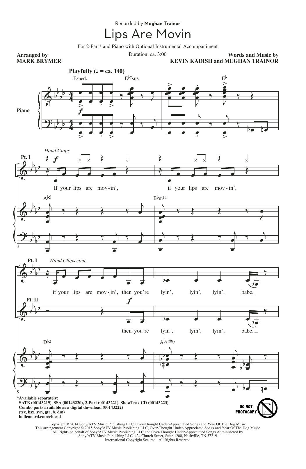 Preview Meghan Trainor Lips Are Movin (arr. Mark Brymer) Pop sheet music, notes and chords for 2-Part Choir, SKU: 159762 sheet music, piano notes, chords, guitar tabs, score, transpose, transcribe, how to play, guide, download, learn, tutorial, progression, song, artist, awards, billboard, mtv, vh1, tour, single, album, release