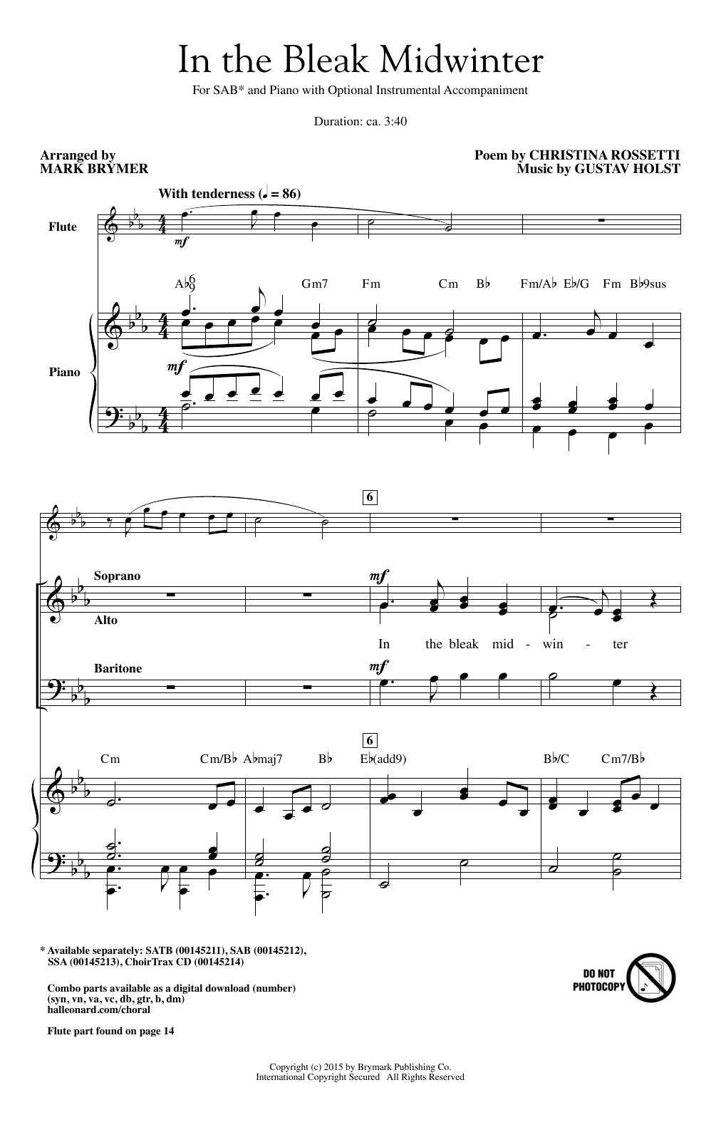 Preview Mark Brymer In The Bleak Midwinter Concert sheet music, notes and chords for SAB, SKU: 159961 sheet music, piano notes, chords, guitar tabs, score, transpose, transcribe, how to play, guide, download, learn, tutorial, progression, song, artist, awards, billboard, mtv, vh1, tour, single, album, release