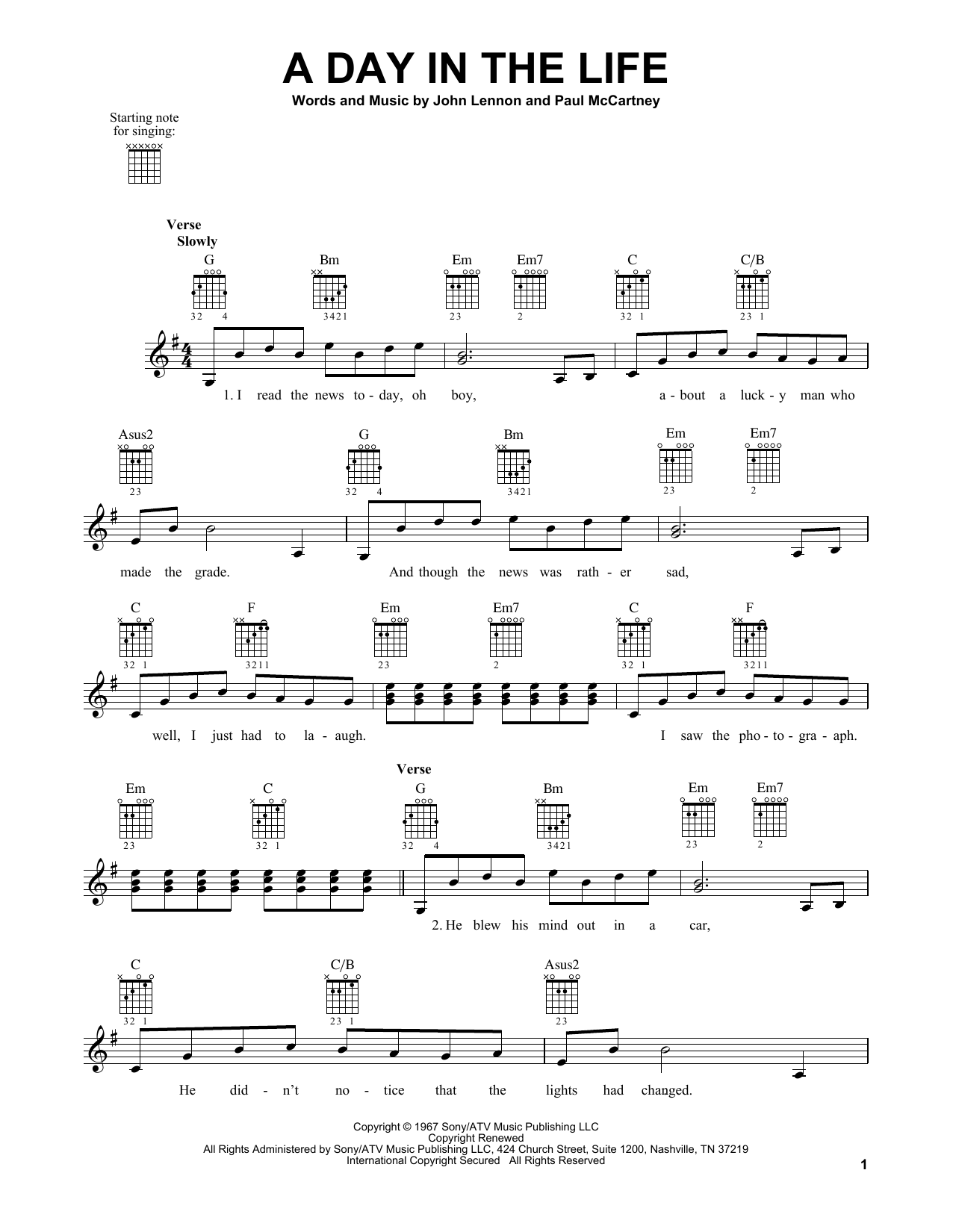 Preview The Beatles A Day In The Life Rock sheet music, notes and chords for Easy Guitar, SKU: 161786 sheet music, piano notes, chords, guitar tabs, score, transpose, transcribe, how to play, guide, download, learn, tutorial, progression, song, artist, awards, billboard, mtv, vh1, tour, single, album, release