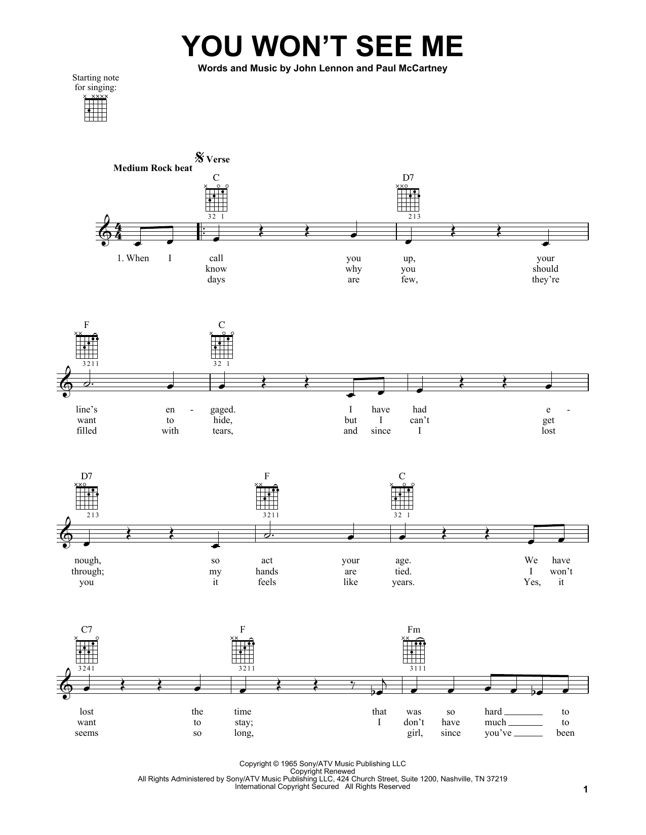 Preview The Beatles You Won't See Me Rock sheet music, notes and chords for Easy Guitar, SKU: 161817 sheet music, piano notes, chords, guitar tabs, score, transpose, transcribe, how to play, guide, download, learn, tutorial, progression, song, artist, awards, billboard, mtv, vh1, tour, single, album, release