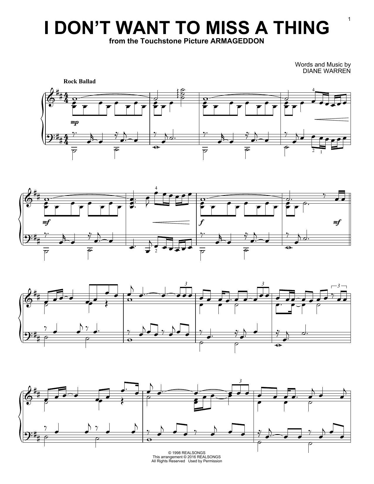 Preview Aerosmith I Don't Want To Miss A Thing Pop sheet music, notes and chords for Piano, SKU: 163567 sheet music, piano notes, chords, guitar tabs, score, transpose, transcribe, how to play, guide, download, learn, tutorial, progression, song, artist, awards, billboard, mtv, vh1, tour, single, album, release