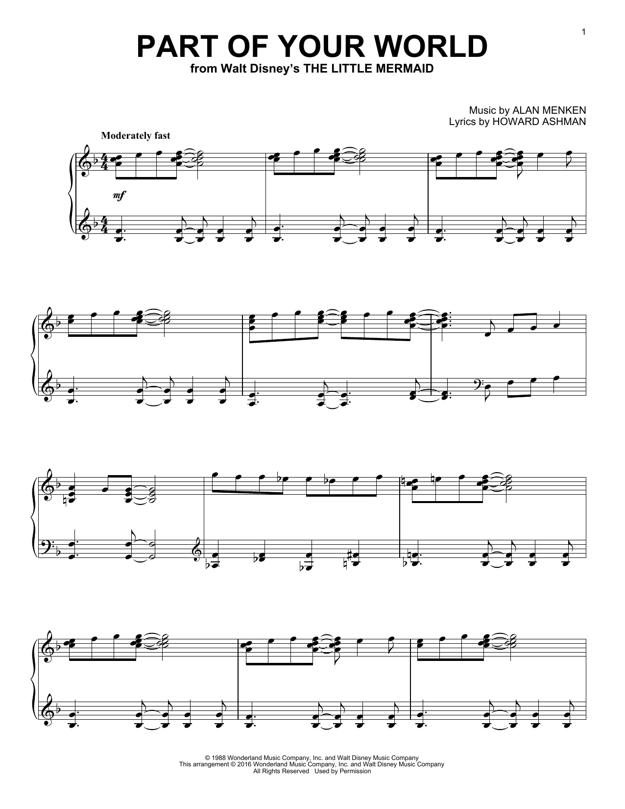 Part Of Your World Piano Sheet Music Music Sheet Collection