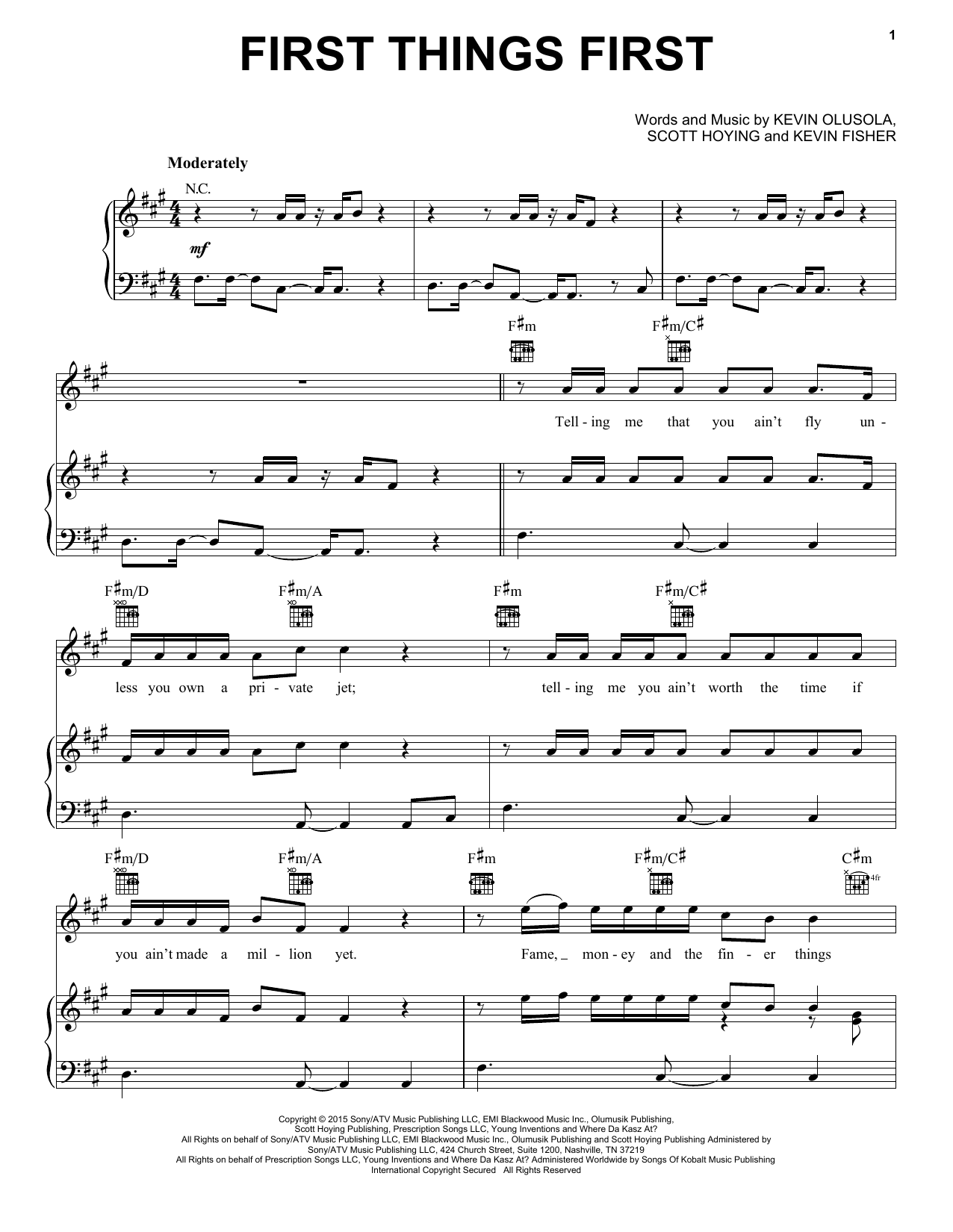 Preview Pentatonix First Things First A Cappella sheet music, notes and chords for Piano, Vocal & Guitar (Right-Hand Melody), SKU: 164607 sheet music, piano notes, chords, guitar tabs, score, transpose, transcribe, how to play, guide, download, learn, tutorial, progression, song, artist, awards, billboard, mtv, vh1, tour, single, album, release