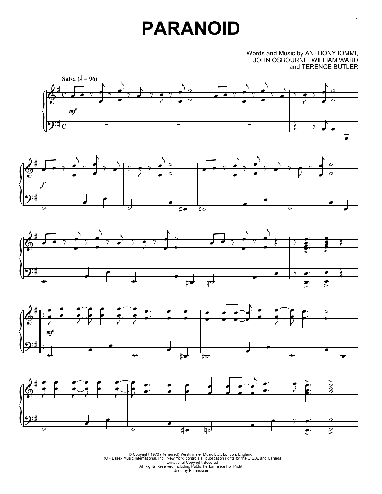 Preview Black Sabbath Paranoid Jazz sheet music, notes and chords for Piano, SKU: 165453 sheet music, piano notes, chords, guitar tabs, score, transpose, transcribe, how to play, guide, download, learn, tutorial, progression, song, artist, awards, billboard, mtv, vh1, tour, single, album, release