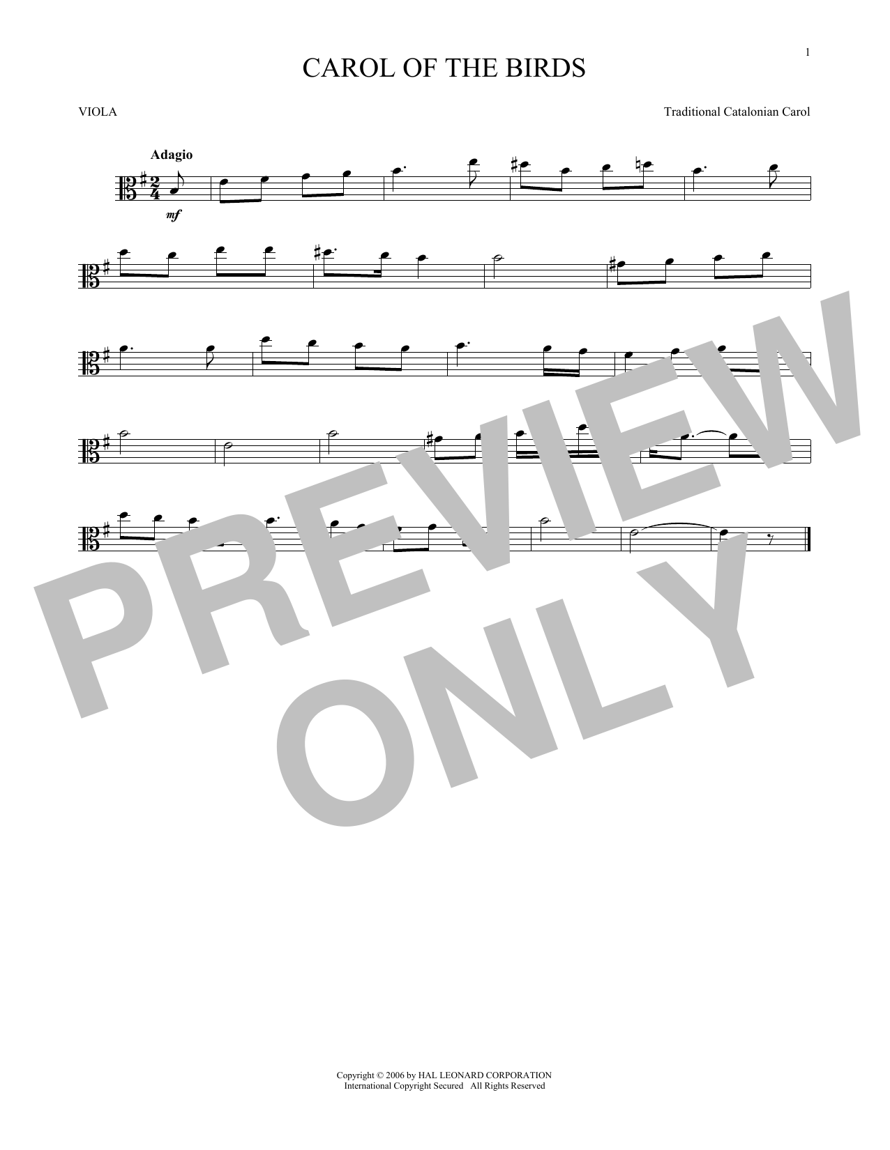 Preview Traditional Carol Carol Of The Birds Christmas sheet music, notes and chords for Viola, SKU: 167268 sheet music, piano notes, chords, guitar tabs, score, transpose, transcribe, how to play, guide, download, learn, tutorial, progression, song, artist, awards, billboard, mtv, vh1, tour, single, album, release