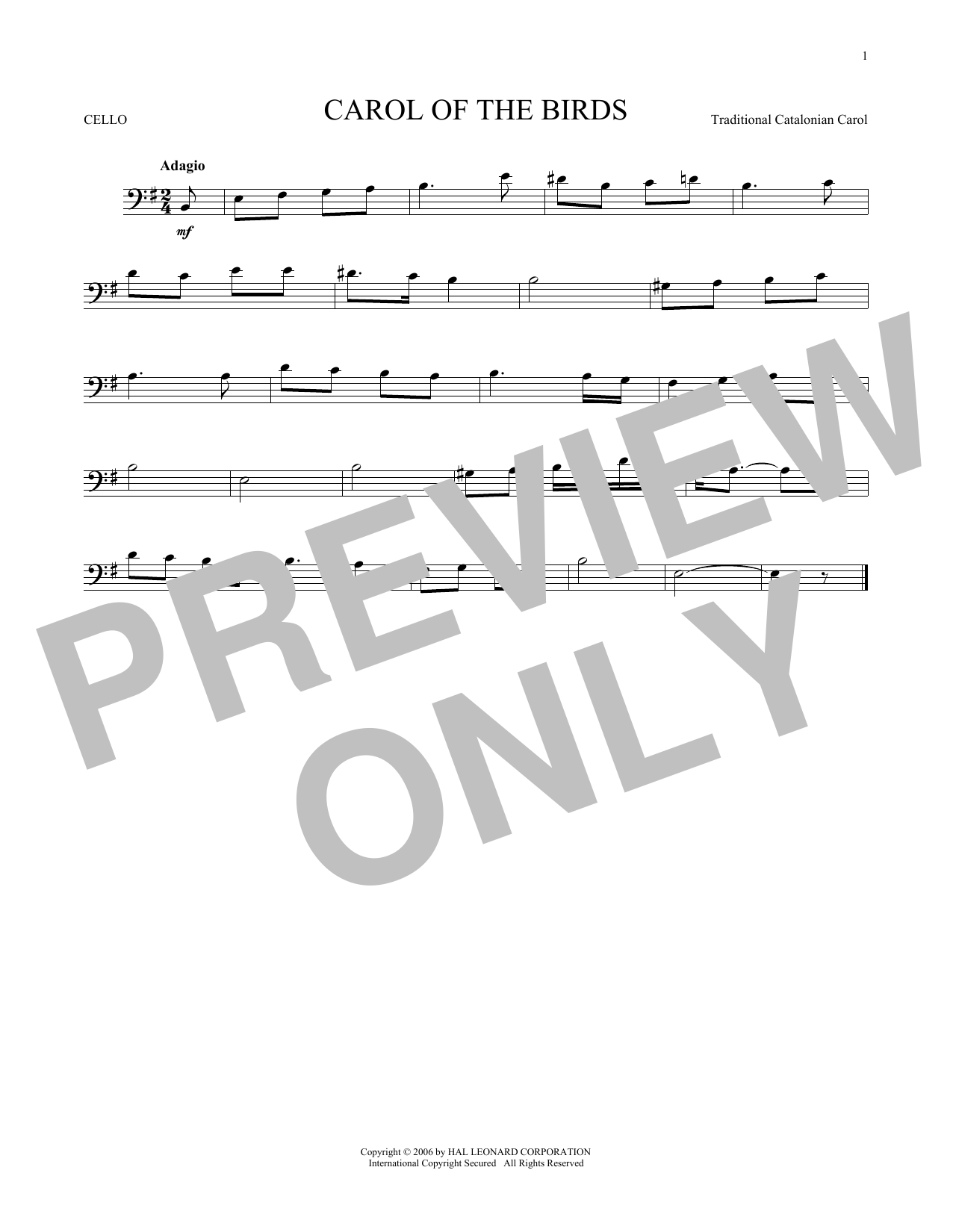 Preview Traditional Carol Carol Of The Birds Christmas sheet music, notes and chords for Cello, SKU: 167292 sheet music, piano notes, chords, guitar tabs, score, transpose, transcribe, how to play, guide, download, learn, tutorial, progression, song, artist, awards, billboard, mtv, vh1, tour, single, album, release