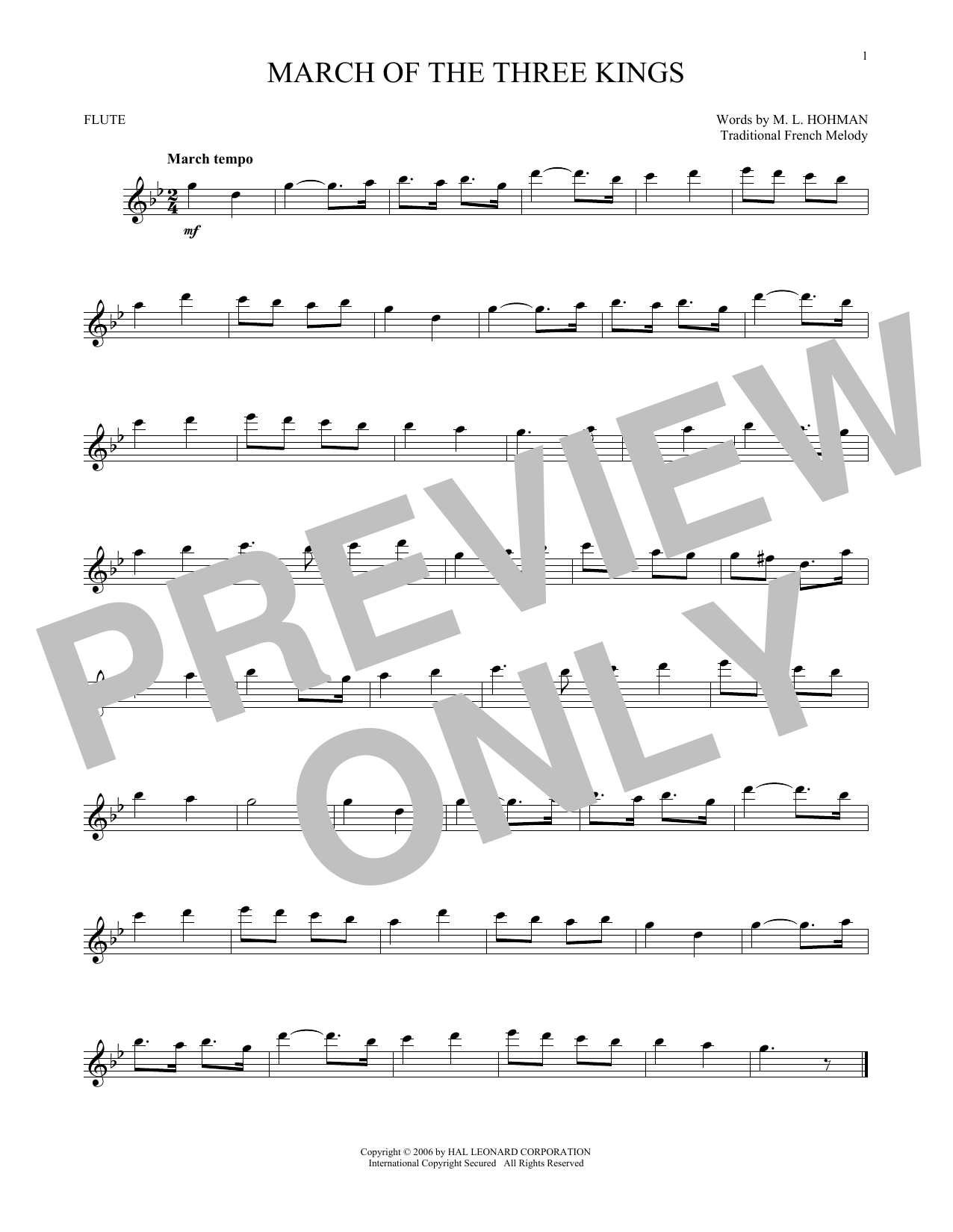 Preview Traditional March Of The Three Kings Christmas sheet music, notes and chords for Flute, SKU: 167589 sheet music, piano notes, chords, guitar tabs, score, transpose, transcribe, how to play, guide, download, learn, tutorial, progression, song, artist, awards, billboard, mtv, vh1, tour, single, album, release