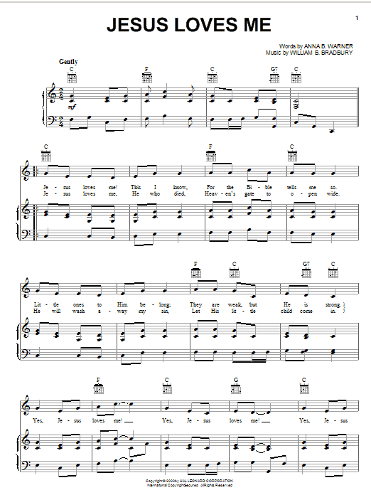 Preview Anna B. Warner Jesus Loves Me Children sheet music, notes and chords for Piano, Vocal & Guitar (Right-Hand Melody), SKU: 16775 sheet music, piano notes, chords, guitar tabs, score, transpose, transcribe, how to play, guide, download, learn, tutorial, progression, song, artist, awards, billboard, mtv, vh1, tour, single, album, release