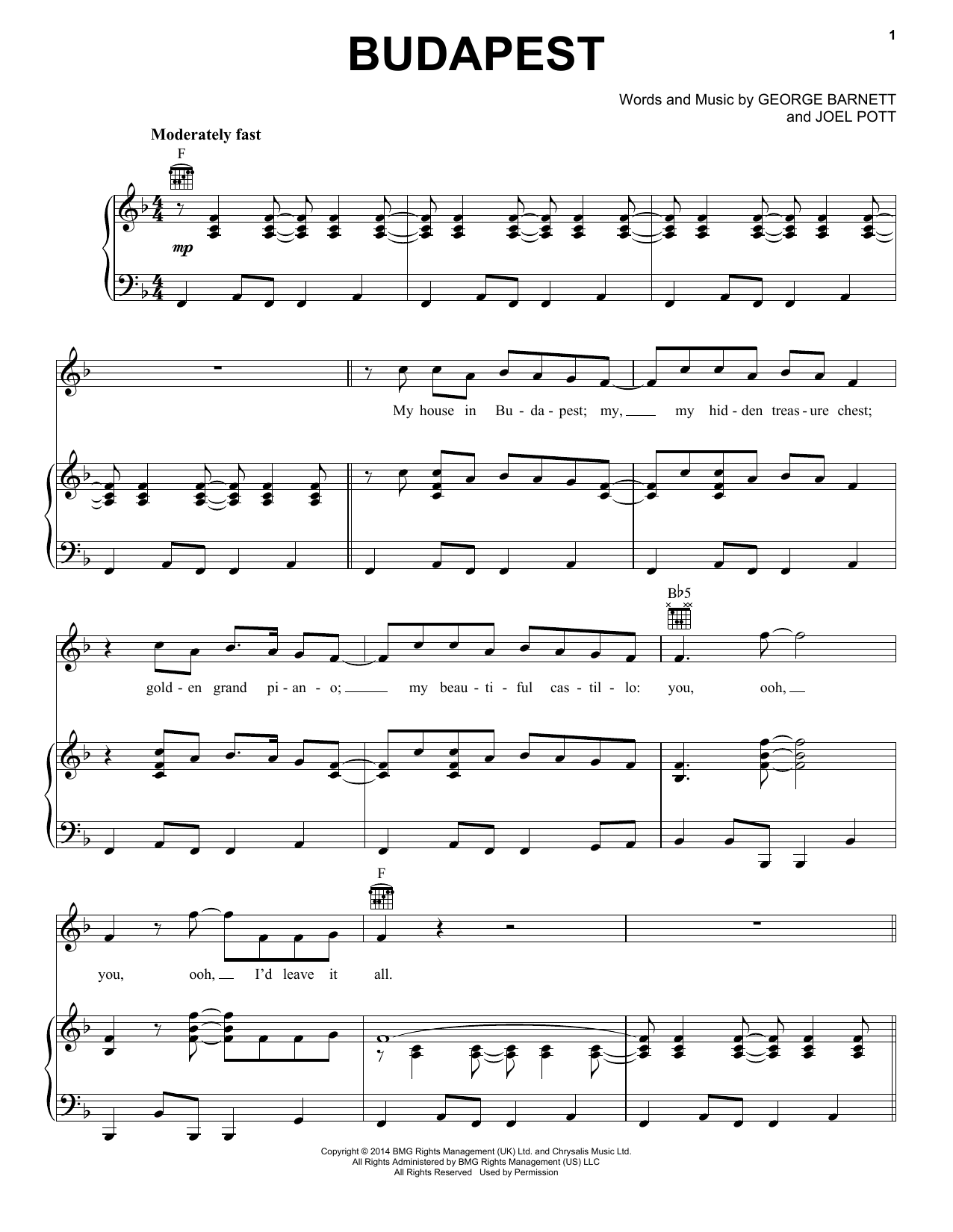 Preview George Ezra Budapest Rock sheet music, notes and chords for Piano, Vocal & Guitar with Backing Track, SKU: 170421 sheet music, piano notes, chords, guitar tabs, score, transpose, transcribe, how to play, guide, download, learn, tutorial, progression, song, artist, awards, billboard, mtv, vh1, tour, single, album, release