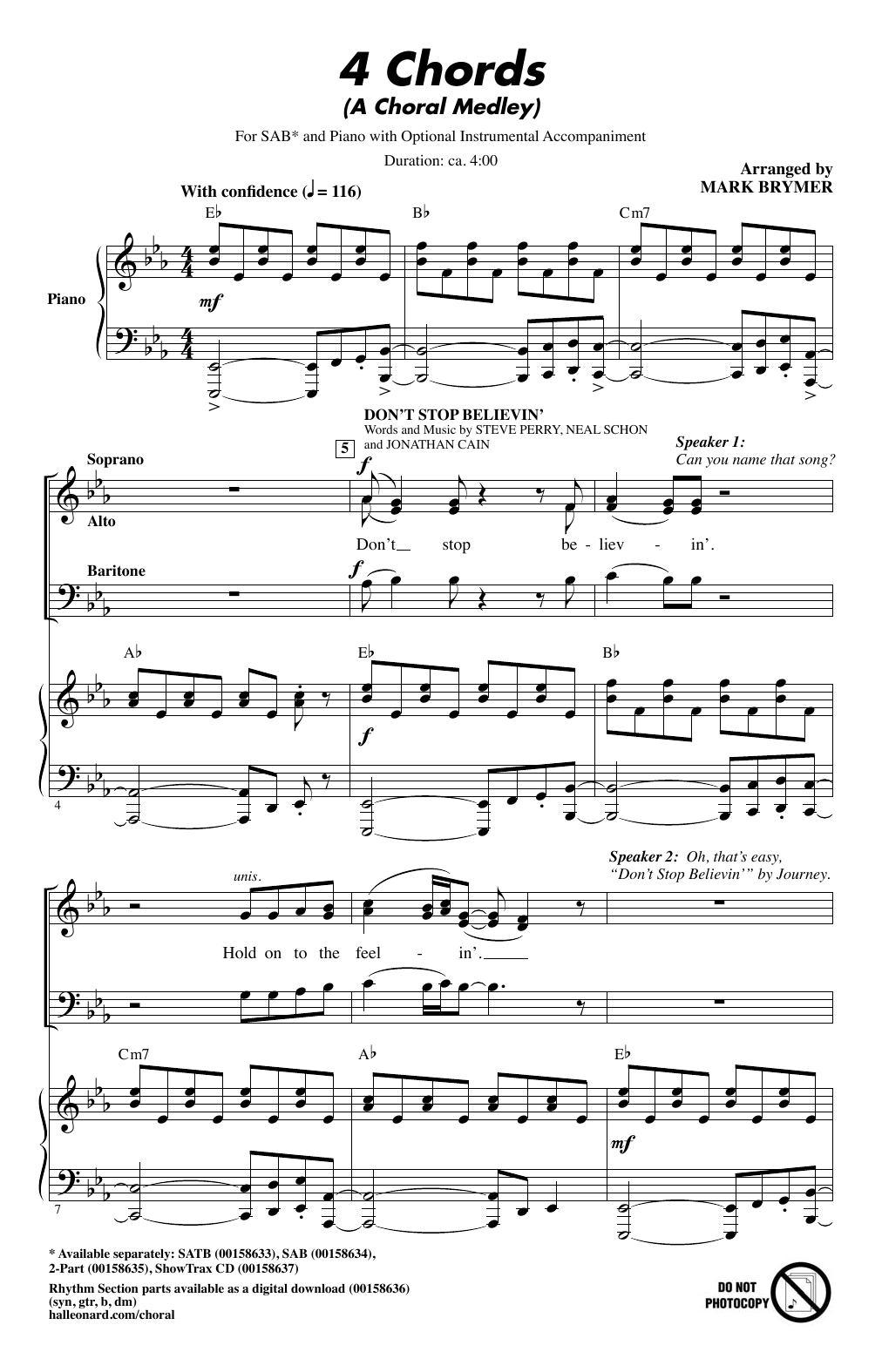 Preview Mark Brymer 4 Chords (A Choral Medley) Rock sheet music, notes and chords for SAB, SKU: 175524 sheet music, piano notes, chords, guitar tabs, score, transpose, transcribe, how to play, guide, download, learn, tutorial, progression, song, artist, awards, billboard, mtv, vh1, tour, single, album, release