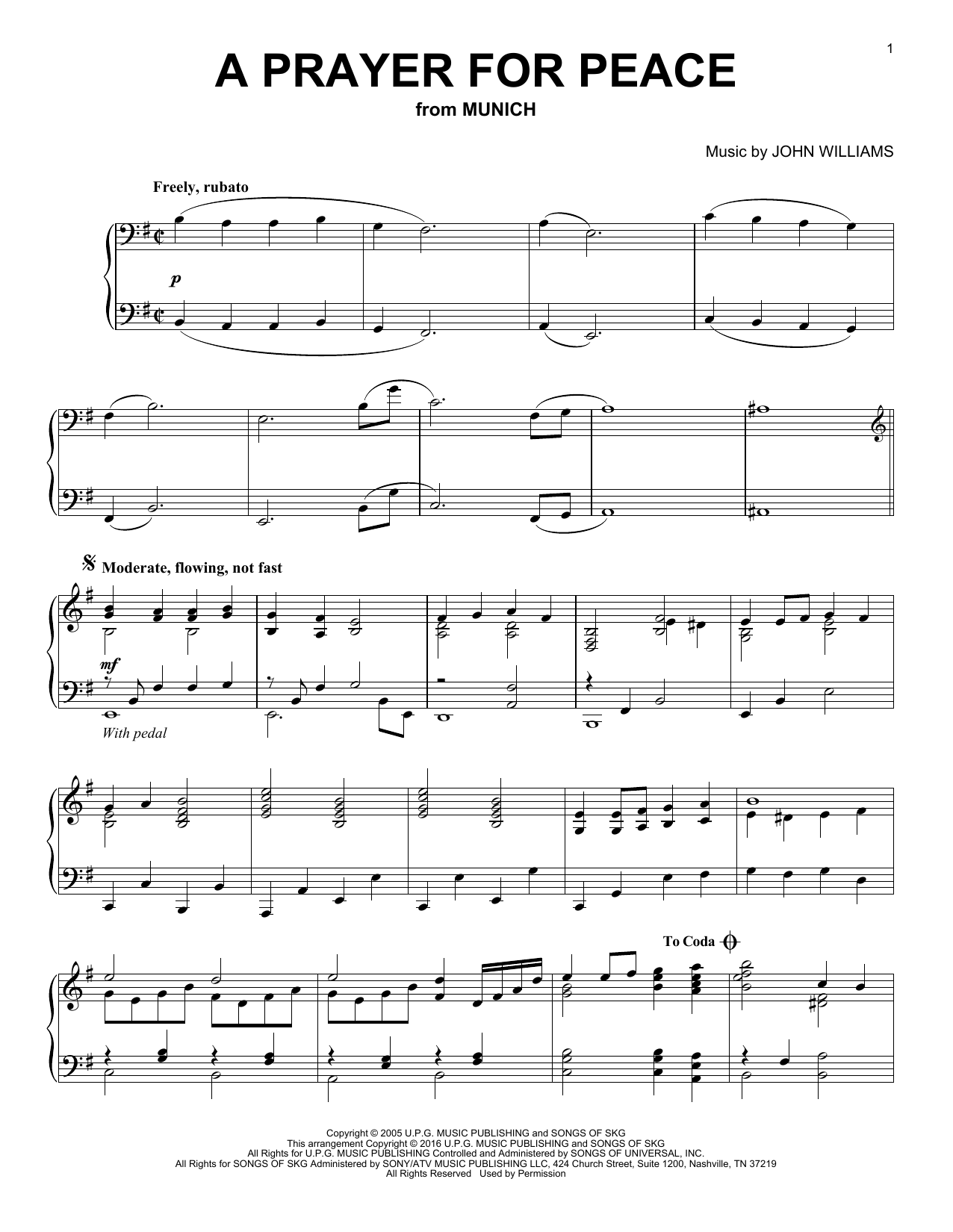 Preview John Williams A Prayer For Peace Folk sheet music, notes and chords for Piano, SKU: 175754 sheet music, piano notes, chords, guitar tabs, score, transpose, transcribe, how to play, guide, download, learn, tutorial, progression, song, artist, awards, billboard, mtv, vh1, tour, single, album, release