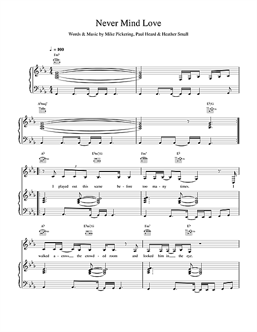 Preview M People Never Mind Love Soul sheet music, notes and chords for Piano, Vocal & Guitar, SKU: 17610 sheet music, piano notes, chords, guitar tabs, score, transpose, transcribe, how to play, guide, download, learn, tutorial, progression, song, artist, awards, billboard, mtv, vh1, tour, single, album, release