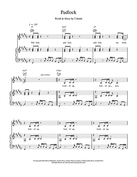 Preview M People Padlock Soul sheet music, notes and chords for Piano, Vocal & Guitar (Right-Hand Melody), SKU: 17611 sheet music, piano notes, chords, guitar tabs, score, transpose, transcribe, how to play, guide, download, learn, tutorial, progression, song, artist, awards, billboard, mtv, vh1, tour, single, album, release