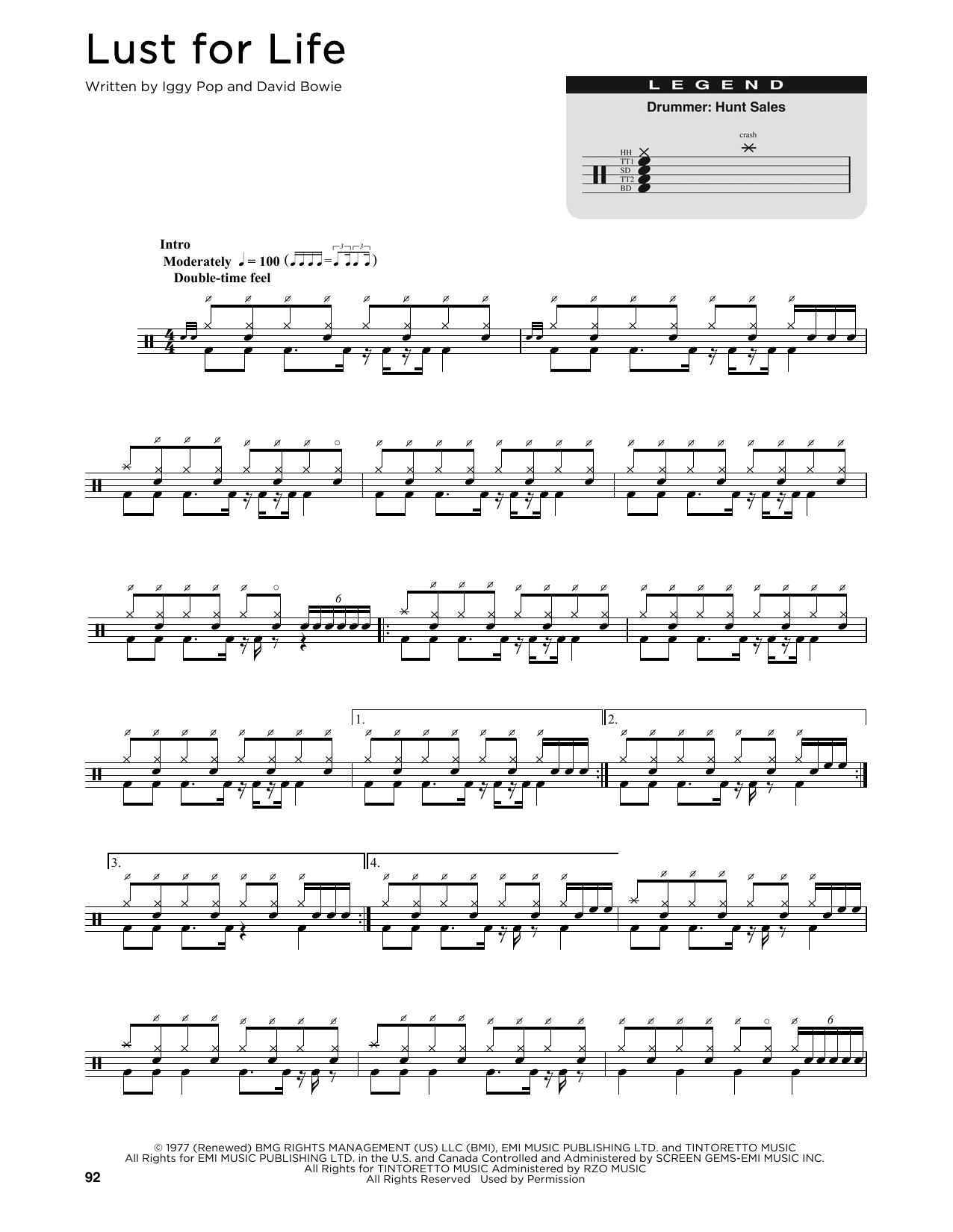 Preview Iggy Pop Lust For Life Pop sheet music, notes and chords for Drums Transcription, SKU: 176306 sheet music, piano notes, chords, guitar tabs, score, transpose, transcribe, how to play, guide, download, learn, tutorial, progression, song, artist, awards, billboard, mtv, vh1, tour, single, album, release