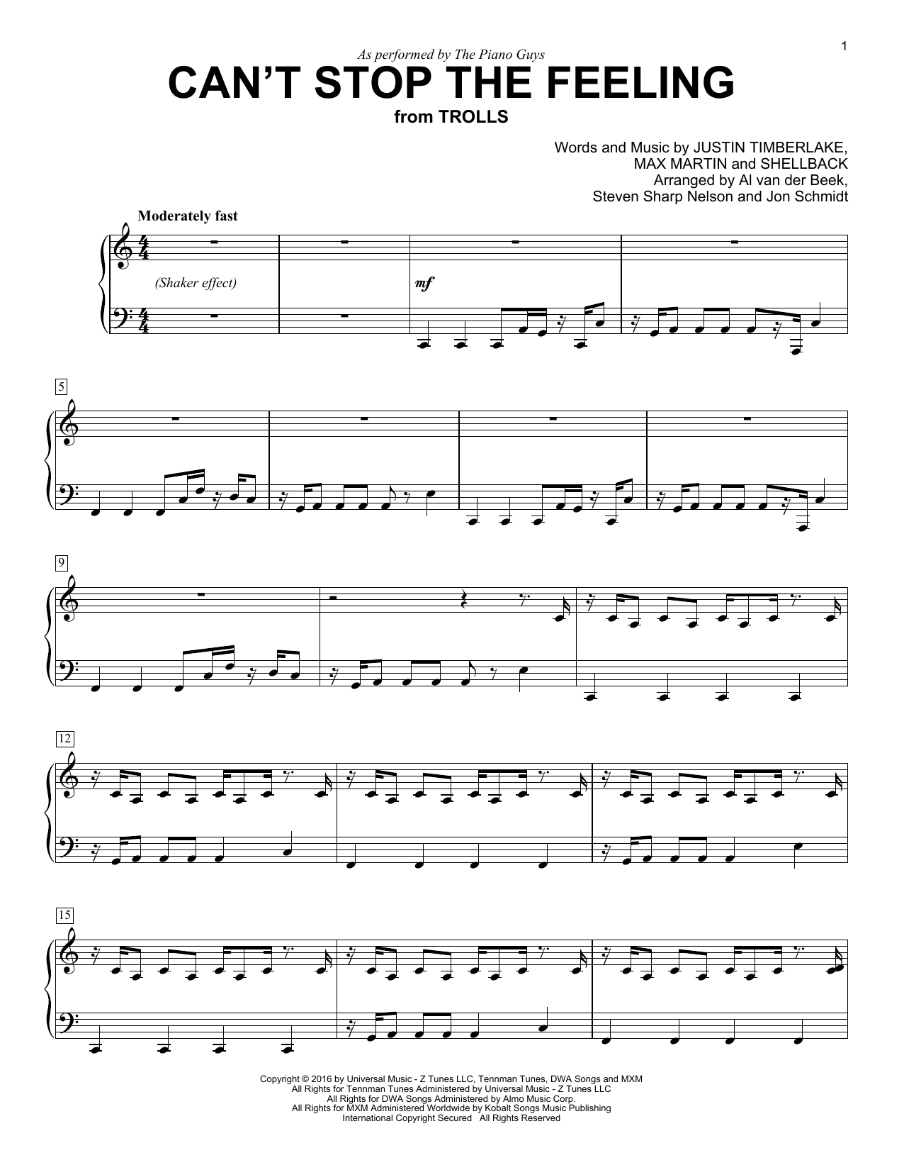 Preview The Piano Guys Can't Stop The Feeling Rock sheet music, notes and chords for Piano, SKU: 176488 sheet music, piano notes, chords, guitar tabs, score, transpose, transcribe, how to play, guide, download, learn, tutorial, progression, song, artist, awards, billboard, mtv, vh1, tour, single, album, release