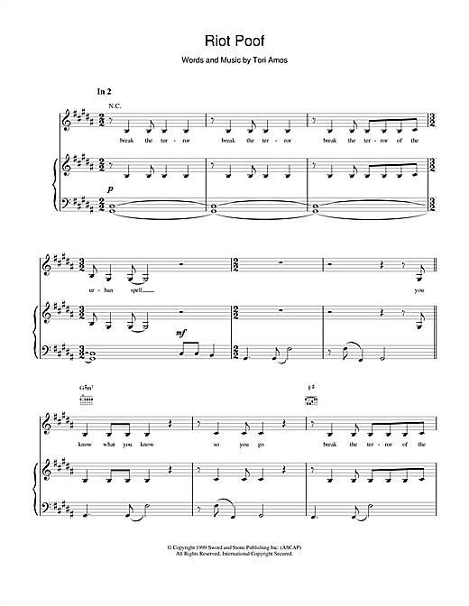 Preview Tori Amos Riot Poof Pop sheet music, notes and chords for Piano, Vocal & Guitar (Right-Hand Melody), SKU: 17787 sheet music, piano notes, chords, guitar tabs, score, transpose, transcribe, how to play, guide, download, learn, tutorial, progression, song, artist, awards, billboard, mtv, vh1, tour, single, album, release