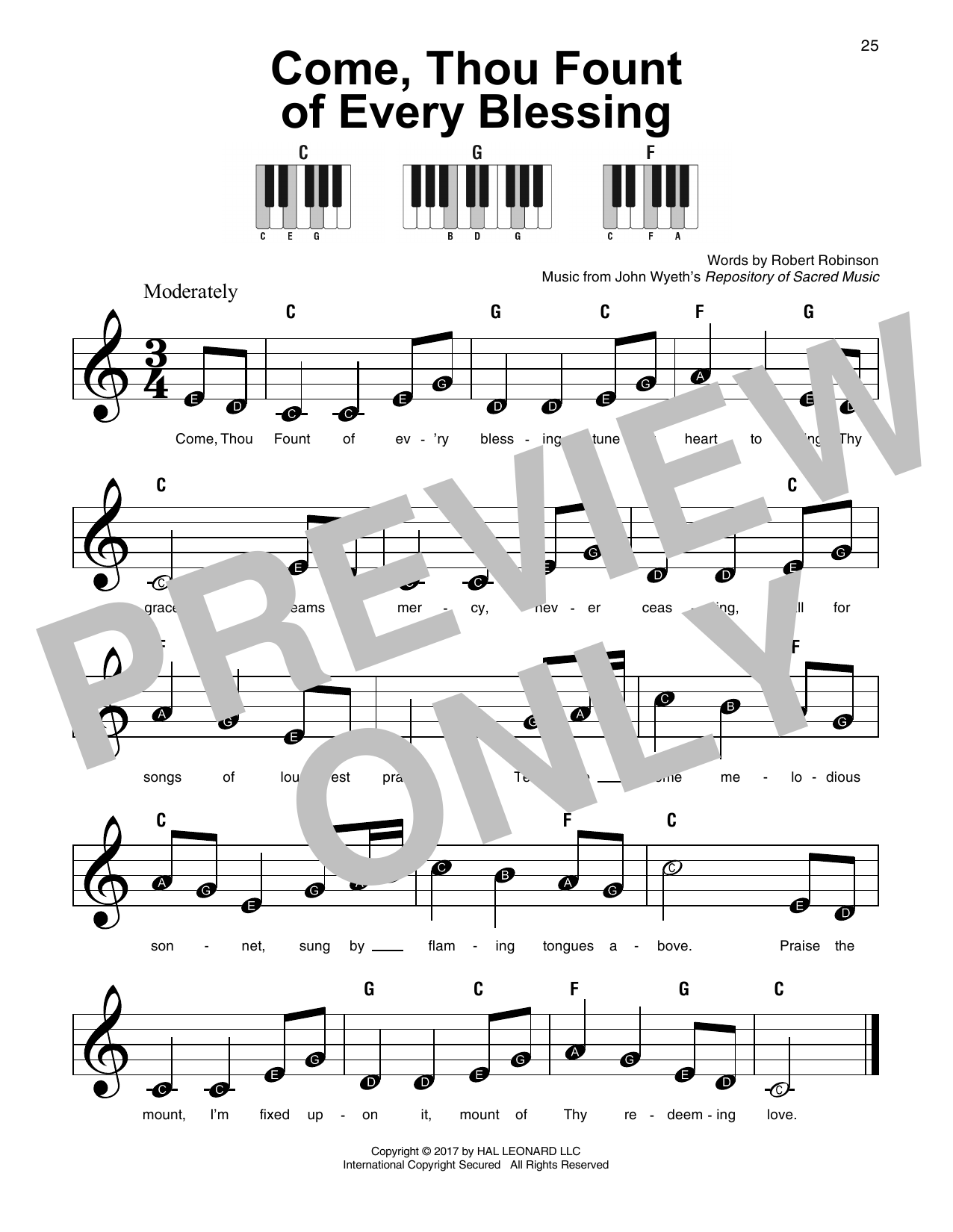 Preview John Wyeth Come, Thou Fount Of Every Blessing Religious sheet music, notes and chords for Super Easy Piano, SKU: 178494 sheet music, piano notes, chords, guitar tabs, score, transpose, transcribe, how to play, guide, download, learn, tutorial, progression, song, artist, awards, billboard, mtv, vh1, tour, single, album, release
