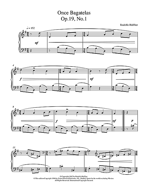 Preview Halffter Once Bagatelas Op19 No1 Post-1900 sheet music, notes and chords for Piano, SKU: 17945 sheet music, piano notes, chords, guitar tabs, score, transpose, transcribe, how to play, guide, download, learn, tutorial, progression, song, artist, awards, billboard, mtv, vh1, tour, single, album, release