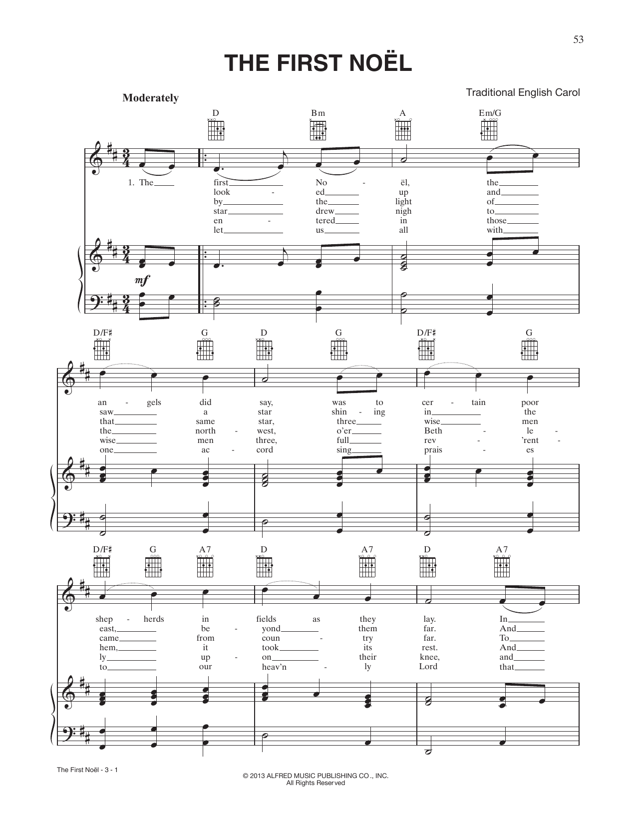 Download 17th Century English Carol The First Noel sheet music and printable PDF score & Religious music notes