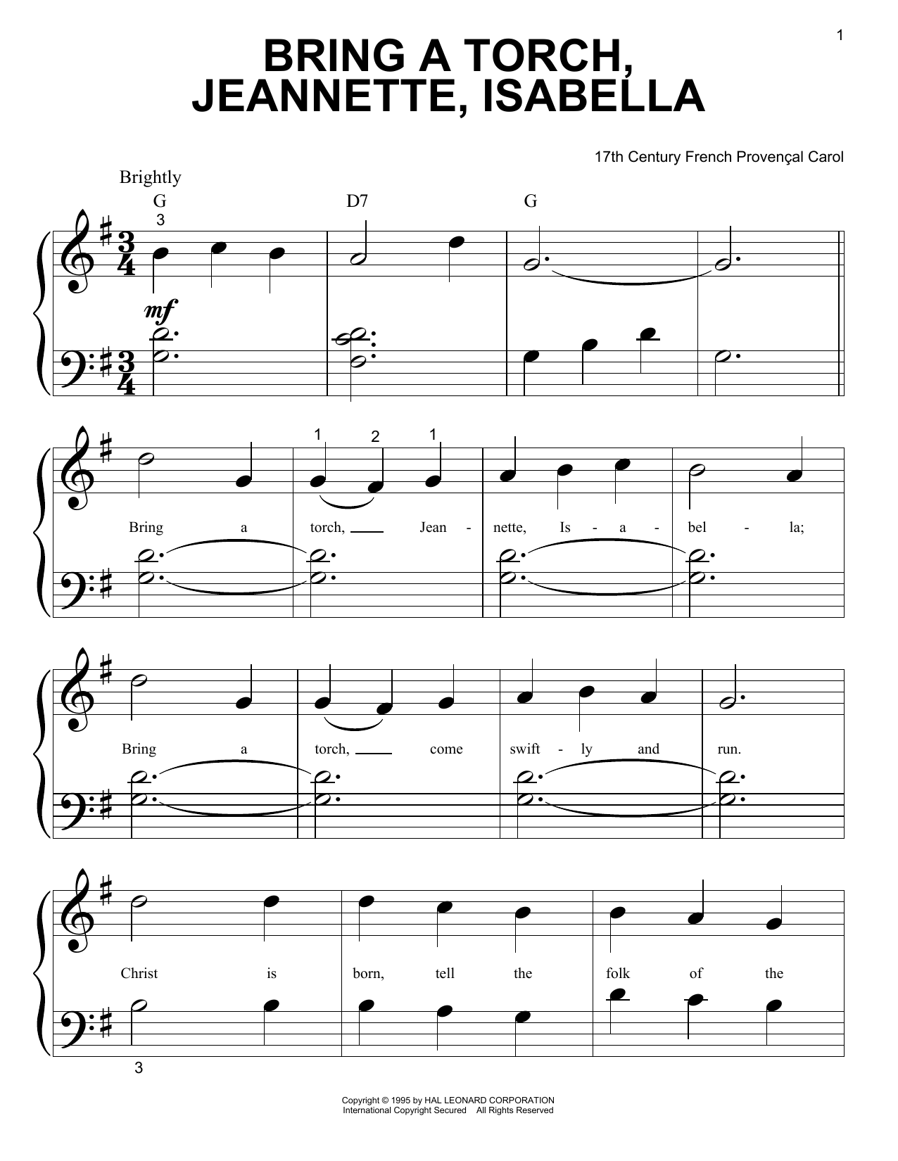 Preview 17th Century French Carol Bring A Torch, Jeannette, Isabella Christmas sheet music, notes and chords for Educational Piano, SKU: 195828 sheet music, piano notes, chords, guitar tabs, score, transpose, transcribe, how to play, guide, download, learn, tutorial, progression, song, artist, awards, billboard, mtv, vh1, tour, single, album, release