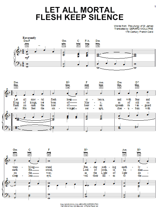 Preview Traditional Carol Let All Mortal Flesh Keep Silence Hymn sheet music, notes and chords for Piano, SKU: 51390 Download Traditional Carol Let All Mortal Flesh Keep Silence sheet music and printable PDF score & Hymn music notes