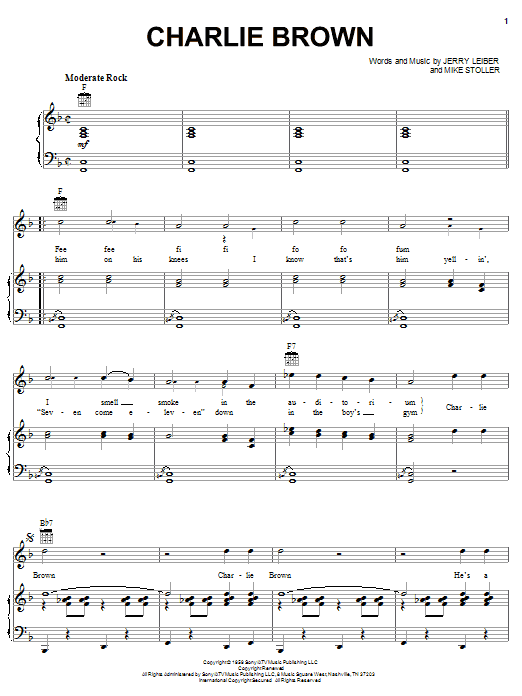 Preview The Coasters Charlie Brown Rock sheet music, notes and chords for Piano, Vocal & Guitar (Right-Hand Melody), SKU: 18099 sheet music, piano notes, chords, guitar tabs, score, transpose, transcribe, how to play, guide, download, learn, tutorial, progression, song, artist, awards, billboard, mtv, vh1, tour, single, album, release