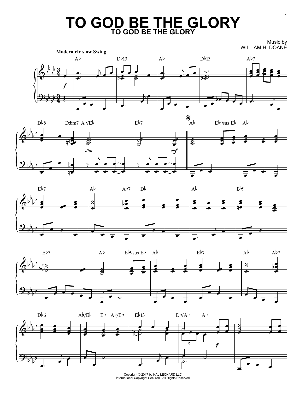 Preview Fanny J. Crosby To God Be The Glory Religious sheet music, notes and chords for Piano, SKU: 185334 sheet music, piano notes, chords, guitar tabs, score, transpose, transcribe, how to play, guide, download, learn, tutorial, progression, song, artist, awards, billboard, mtv, vh1, tour, single, album, release