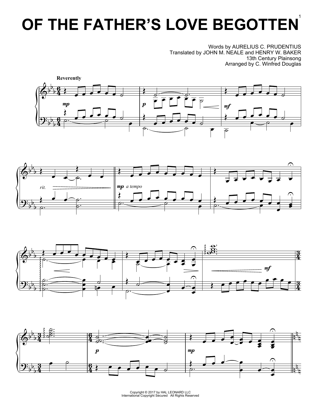 Preview 13th Century Plainsong Of The Father's Love Begotten Christmas sheet music, notes and chords for Piano, SKU: 185731 sheet music, piano notes, chords, guitar tabs, score, transpose, transcribe, how to play, guide, download, learn, tutorial, progression, song, artist, awards, billboard, mtv, vh1, tour, single, album, release