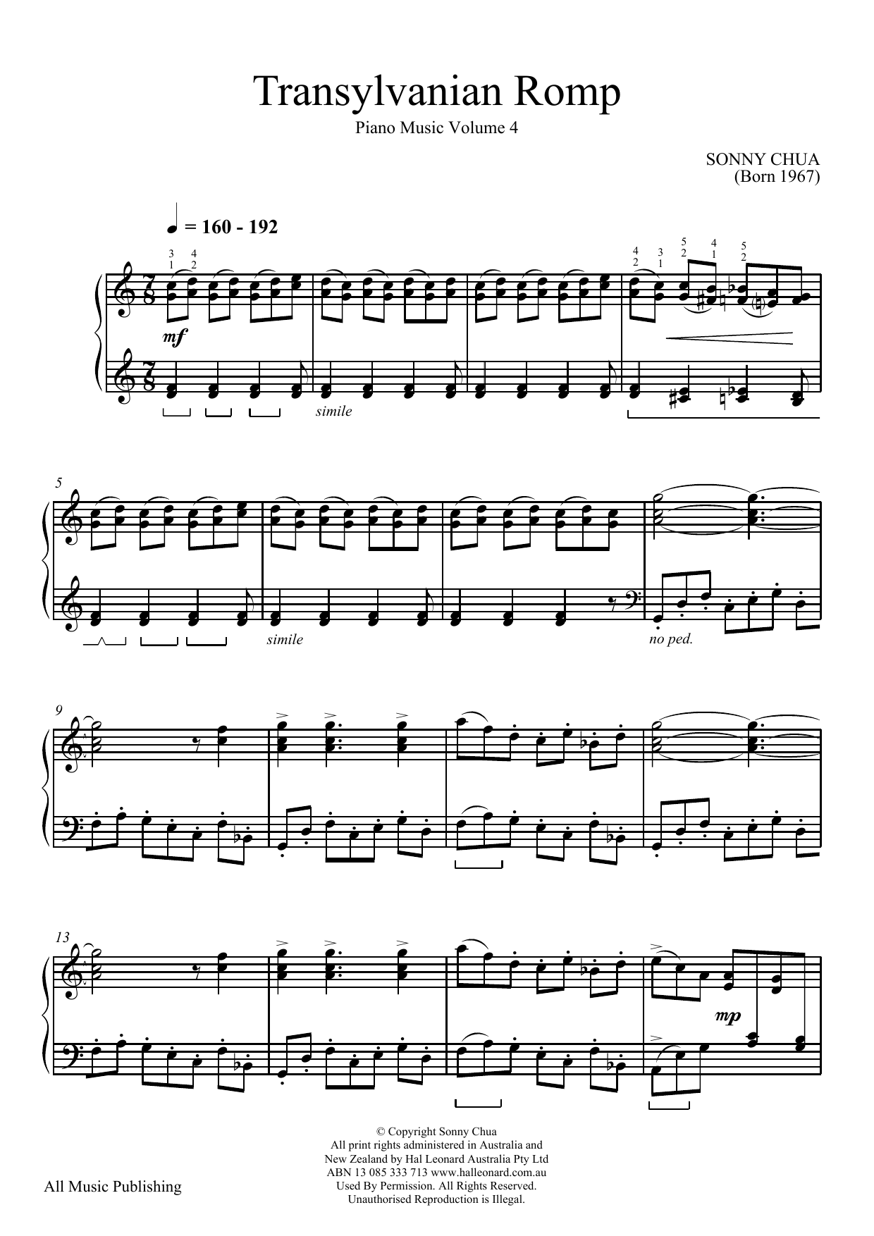 Preview Sonny Chua Transylvanian Romp (From Piano Music Vol 4) Easy Listening sheet music, notes and chords for Piano, SKU: 186284 sheet music, piano notes, chords, guitar tabs, score, transpose, transcribe, how to play, guide, download, learn, tutorial, progression, song, artist, awards, billboard, mtv, vh1, tour, single, album, release