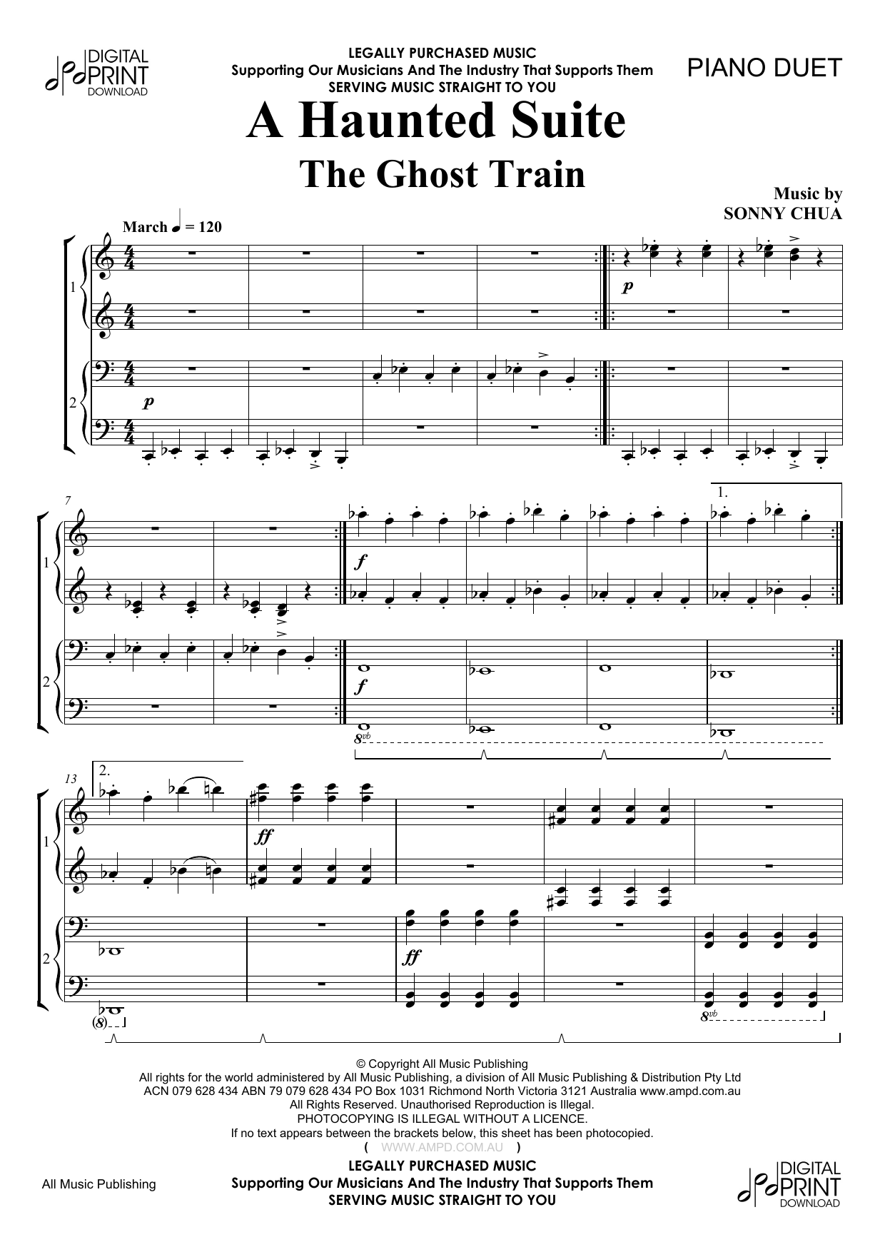 Preview Sonny Chua A Haunted Suite - The Ghost Train Easy Listening sheet music, notes and chords for Piano, SKU: 186298 sheet music, piano notes, chords, guitar tabs, score, transpose, transcribe, how to play, guide, download, learn, tutorial, progression, song, artist, awards, billboard, mtv, vh1, tour, single, album, release