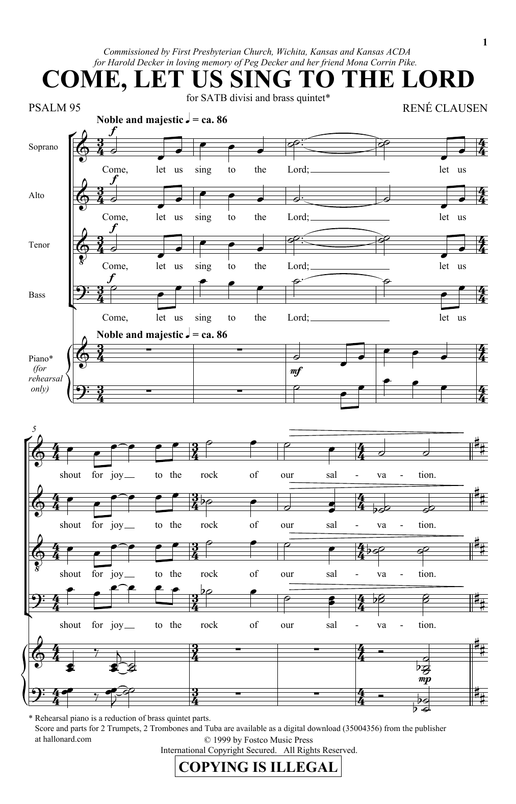 Preview Rene Clausen Come, Let Us Sing To The Lord Hymn sheet music, notes and chords for Choral SSAATTBB, SKU: 187210 sheet music, piano notes, chords, guitar tabs, score, transpose, transcribe, how to play, guide, download, learn, tutorial, progression, song, artist, awards, billboard, mtv, vh1, tour, single, album, release