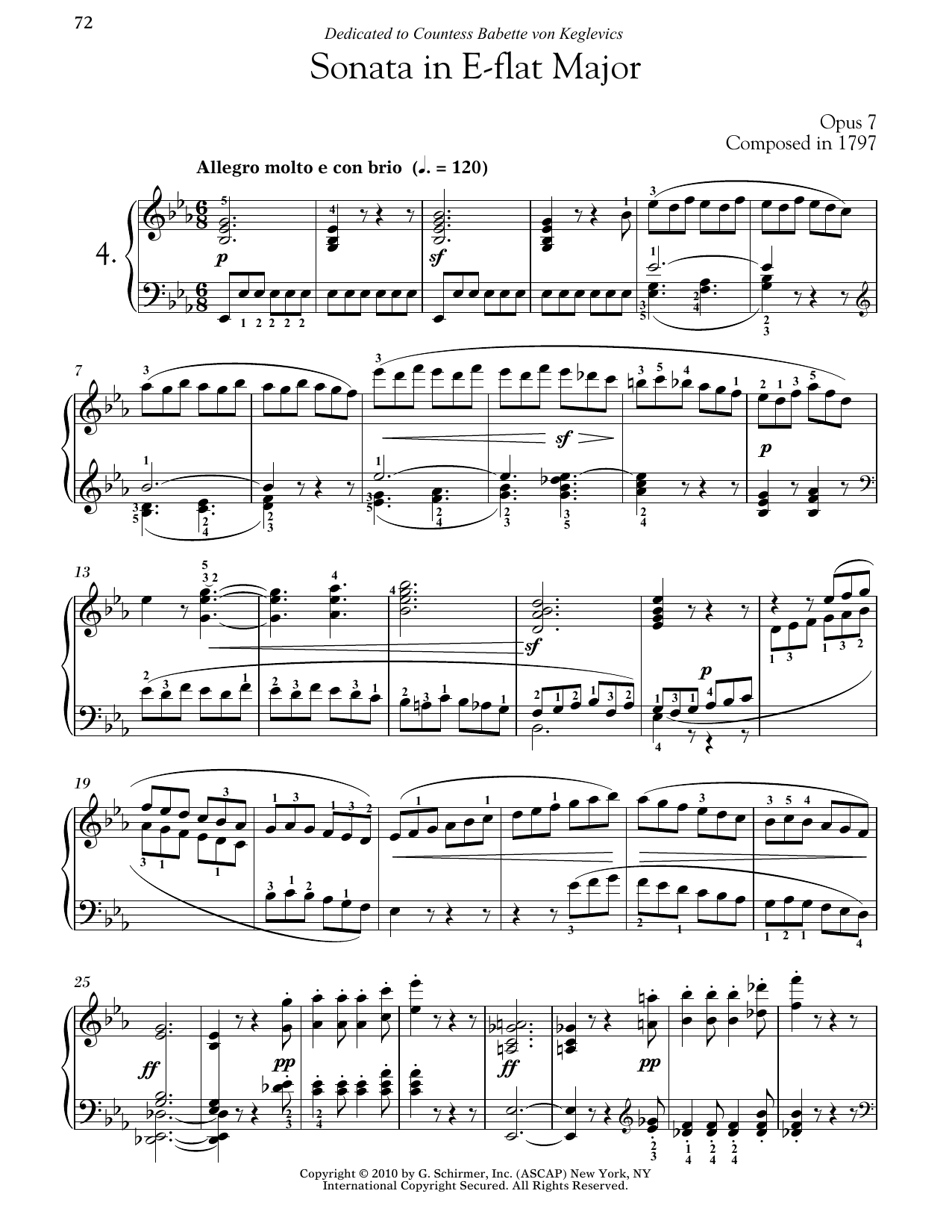 Preview Ludwig van Beethoven Piano Sonata No. 4 In E-flat Major, Op. 7 Classical sheet music, notes and chords for Piano, SKU: 188540 sheet music, piano notes, chords, guitar tabs, score, transpose, transcribe, how to play, guide, download, learn, tutorial, progression, song, artist, awards, billboard, mtv, vh1, tour, single, album, release