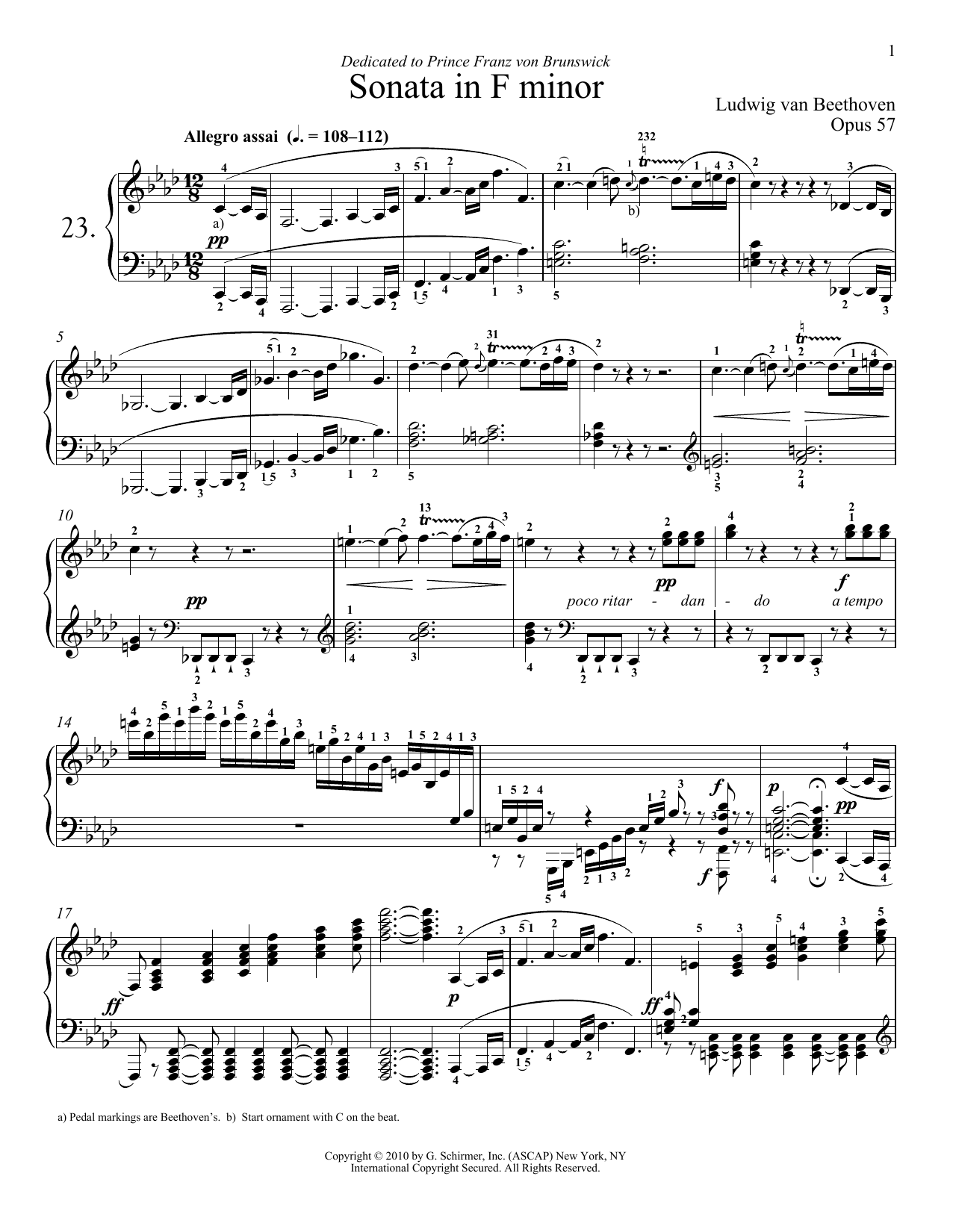 Preview Ludwig van Beethoven Piano Sonata No. 23 In F minor, Op. 57 sheet music, piano notes, chords, guitar tabs, score, transpose, transcribe, how to play, guide, download, learn, tutorial, progression, song, artist, awards, billboard, mtv, vh1, tour, single, album, release