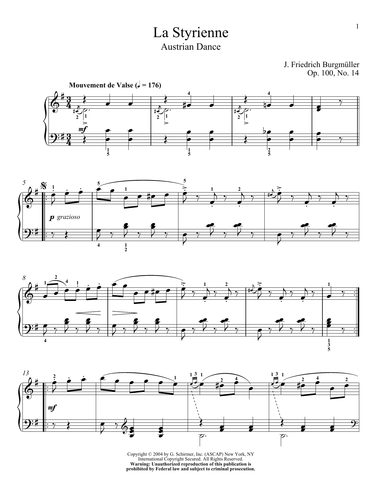 Preview Friedrich Burgmuller La Styrienne, Op. 100, No. 14 Classical sheet music, notes and chords for Piano, SKU: 190157 sheet music, piano notes, chords, guitar tabs, score, transpose, transcribe, how to play, guide, download, learn, tutorial, progression, song, artist, awards, billboard, mtv, vh1, tour, single, album, release